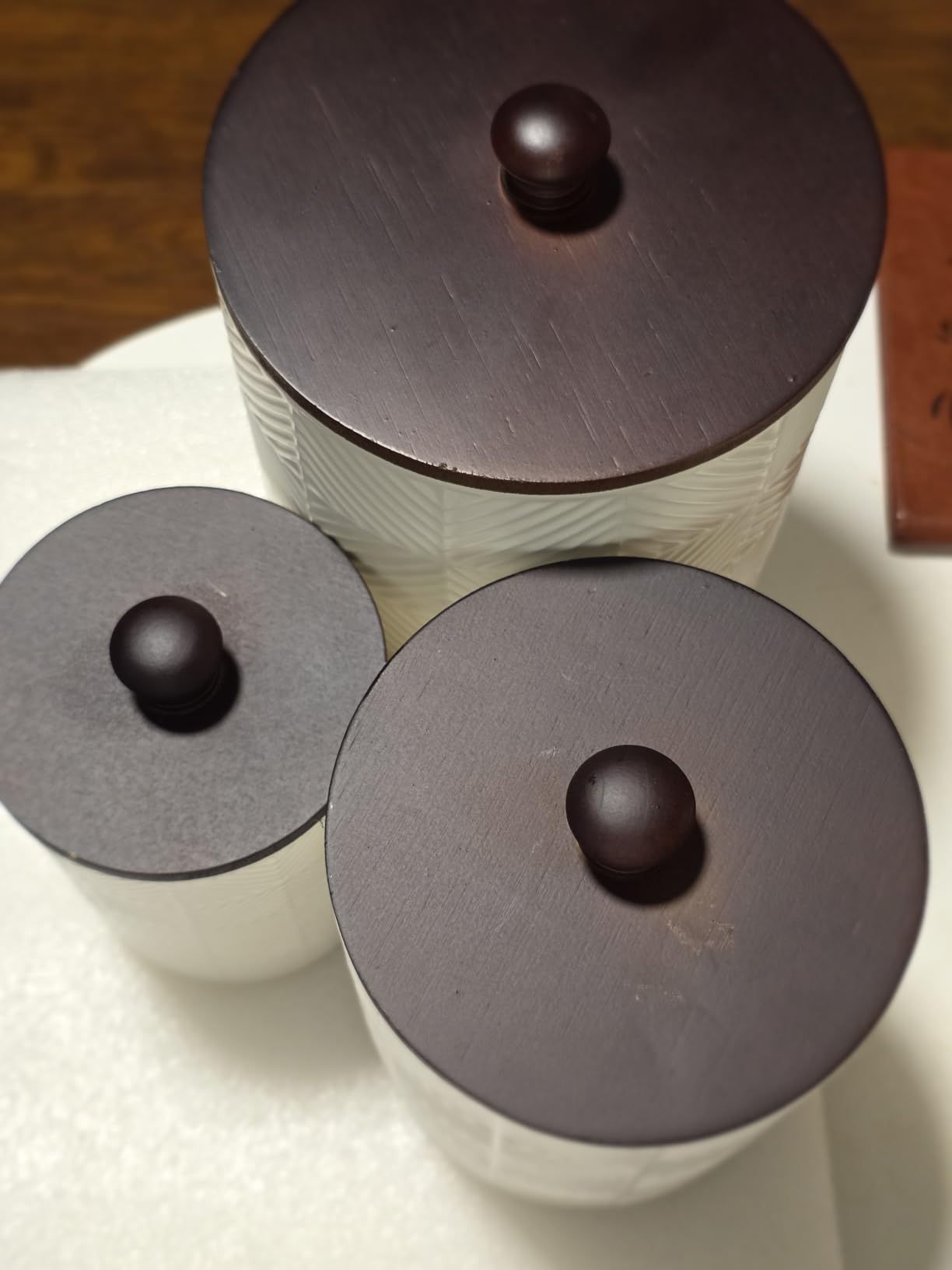 Canisters Sets for the Kitchen with Airtight Bamboo Lids, Ceramic|Set of 3 customer photo 1