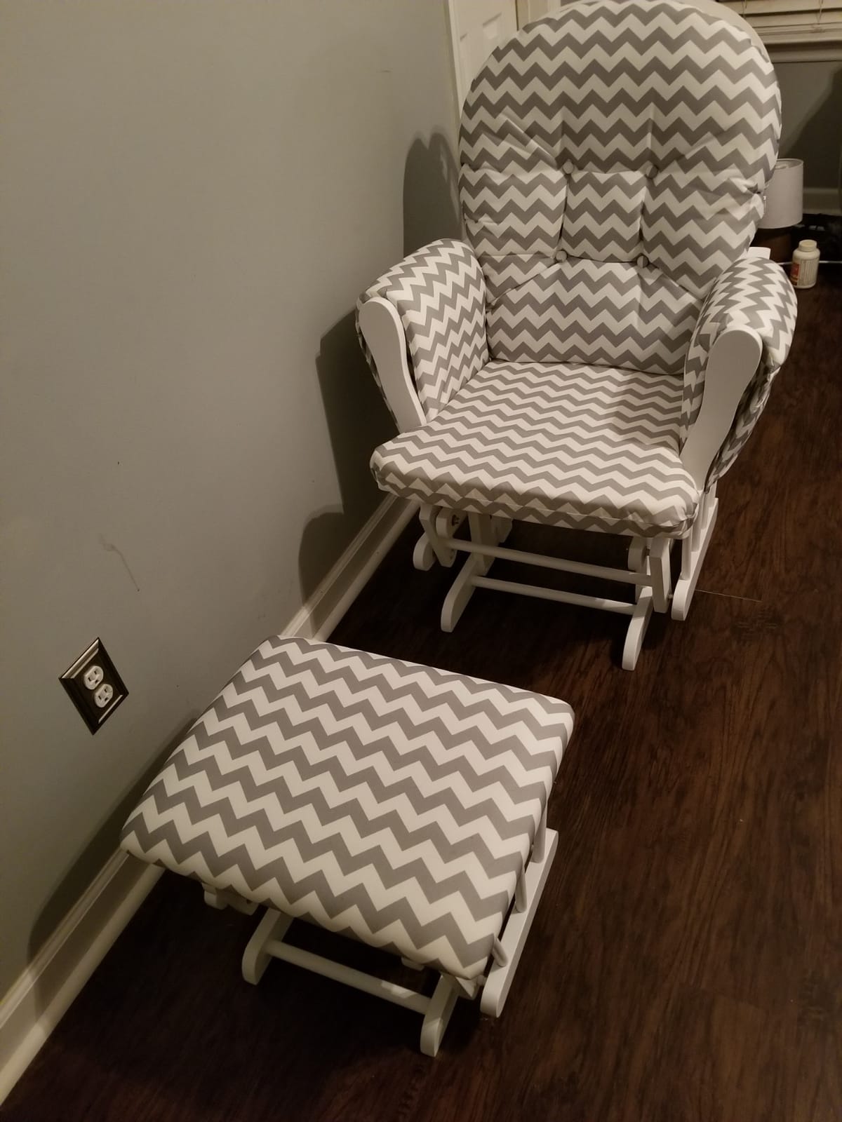 Costzon Nursery Glider with Ottoman, Upholstered Comfort Glider Rocker with Padded Cushion, Storage Pocket, Solid Wood Base, Rocking Chair Nursery for Breastfeeding, Napping (Natural) customer photo 1