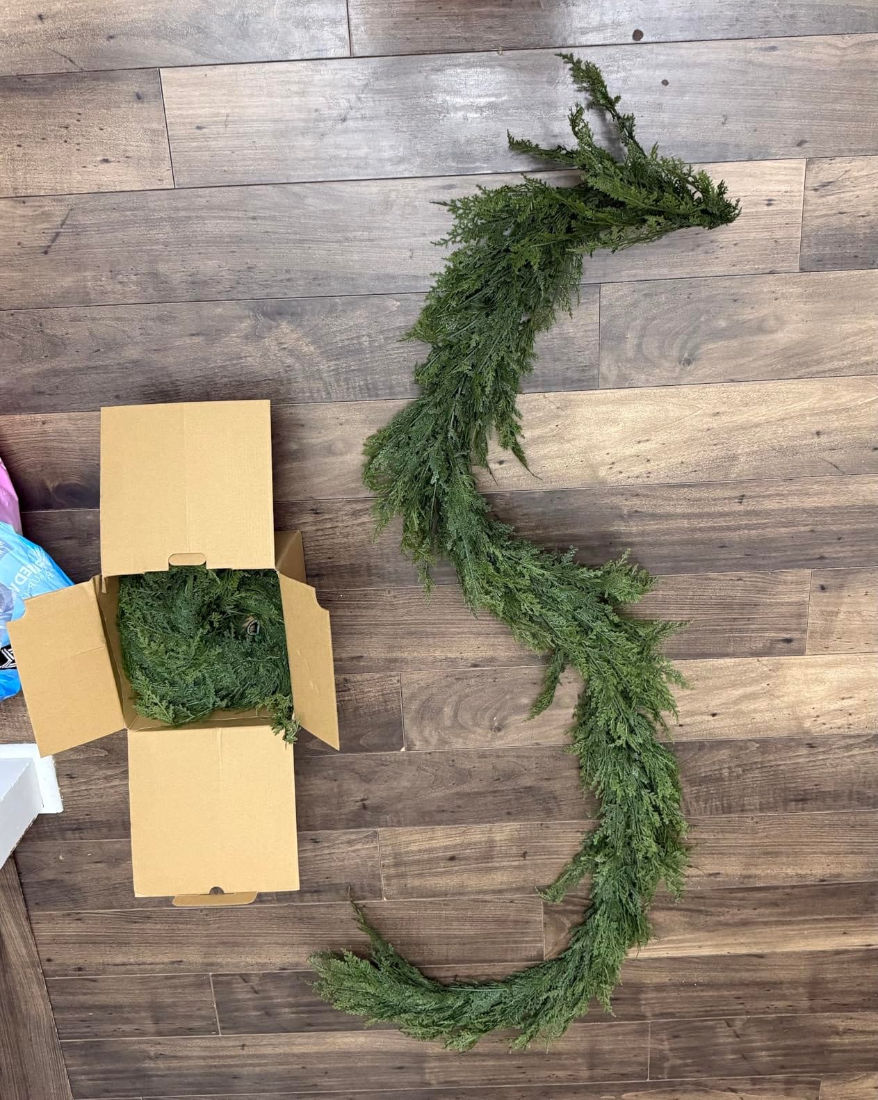 DEPMEM 9Ft Christmas Garland, Realistic Cedar Cypress Norfolk Pine Greenery Garland Faux Christmas Decorations for Mantle, Fireplace, Table, Stairs, Doors, Porch, Indoor Outdoor Christmas Decor customer photo 1