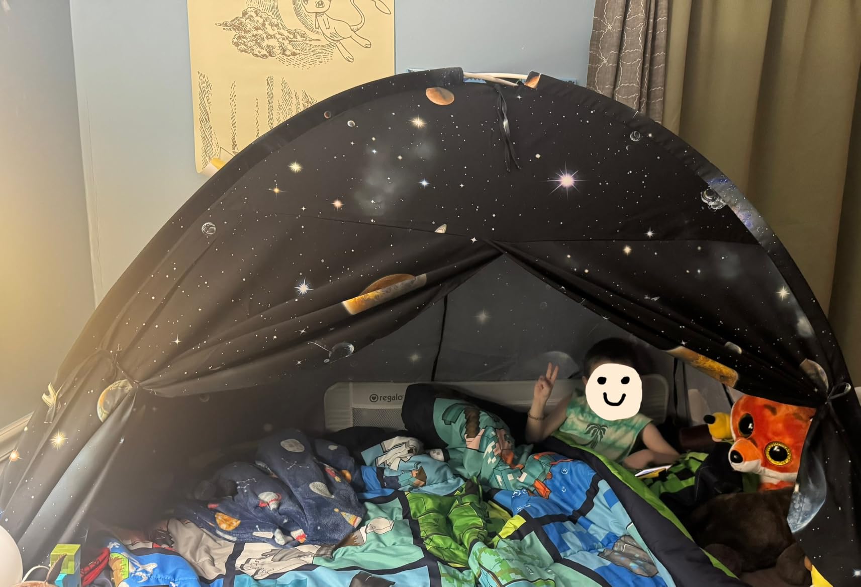 Twin Bed Toddler Canopy Tent, Kids Indoor Canopy Space Galaxy Sleep Tent customer photo 1