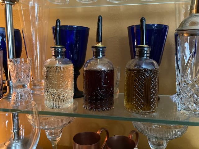 Simple Syrup Bottles Set of 4, Glass Coffee Syrup Dispenser Bottles 7 OZ With Metal Pour Spout, Labels and Stopper, Glass Syrup Dispenser for Maple Honey Syrup Oil and Sauces, LC004 (4 Pack) customer photo 2