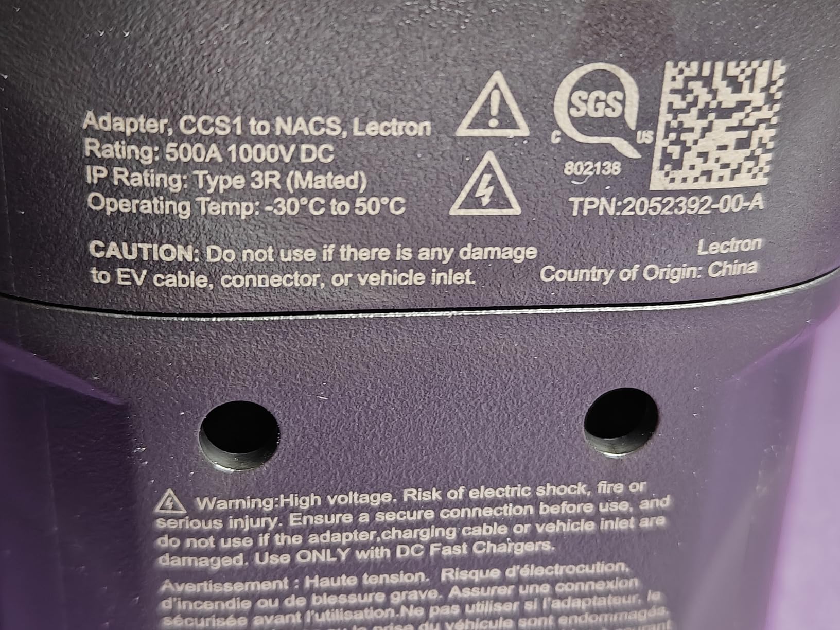 Lectron CCS to NACS Adapter for Tesla Model S, 3, X, Y & All NACS EVs (500A / 1,000V) - UL 2252 Certified CCS1 Fast Charger Adapter - Not Compatible with Cybertruck (Black) customer photo 1