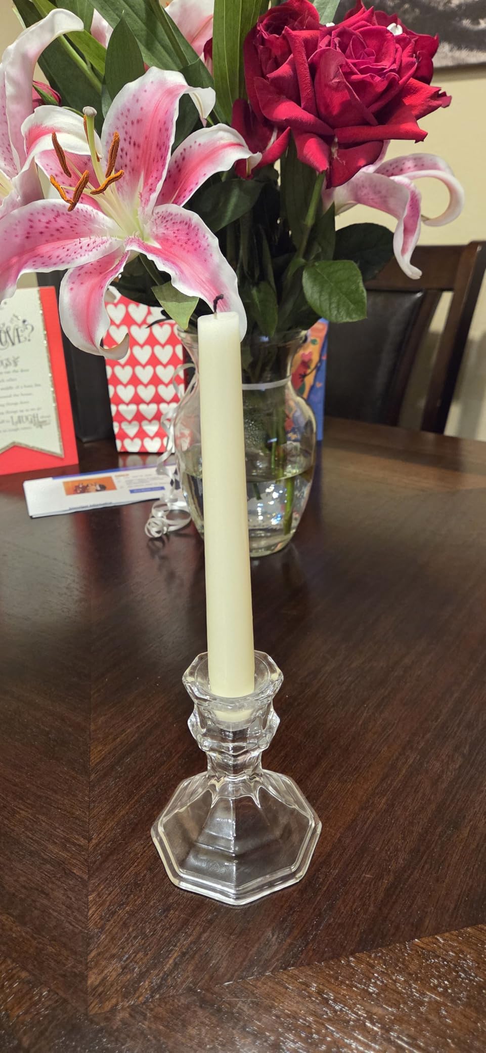 Everymoment Ivory Taper Candles - 4 Pack 10 Inch Candlesticks - Dripless & Smokeless Tapered Candle 8 Hours Unscented Cream Candle Sticks - Perfect for Wedding Holiday Dinner Party Home Decor customer photo 2