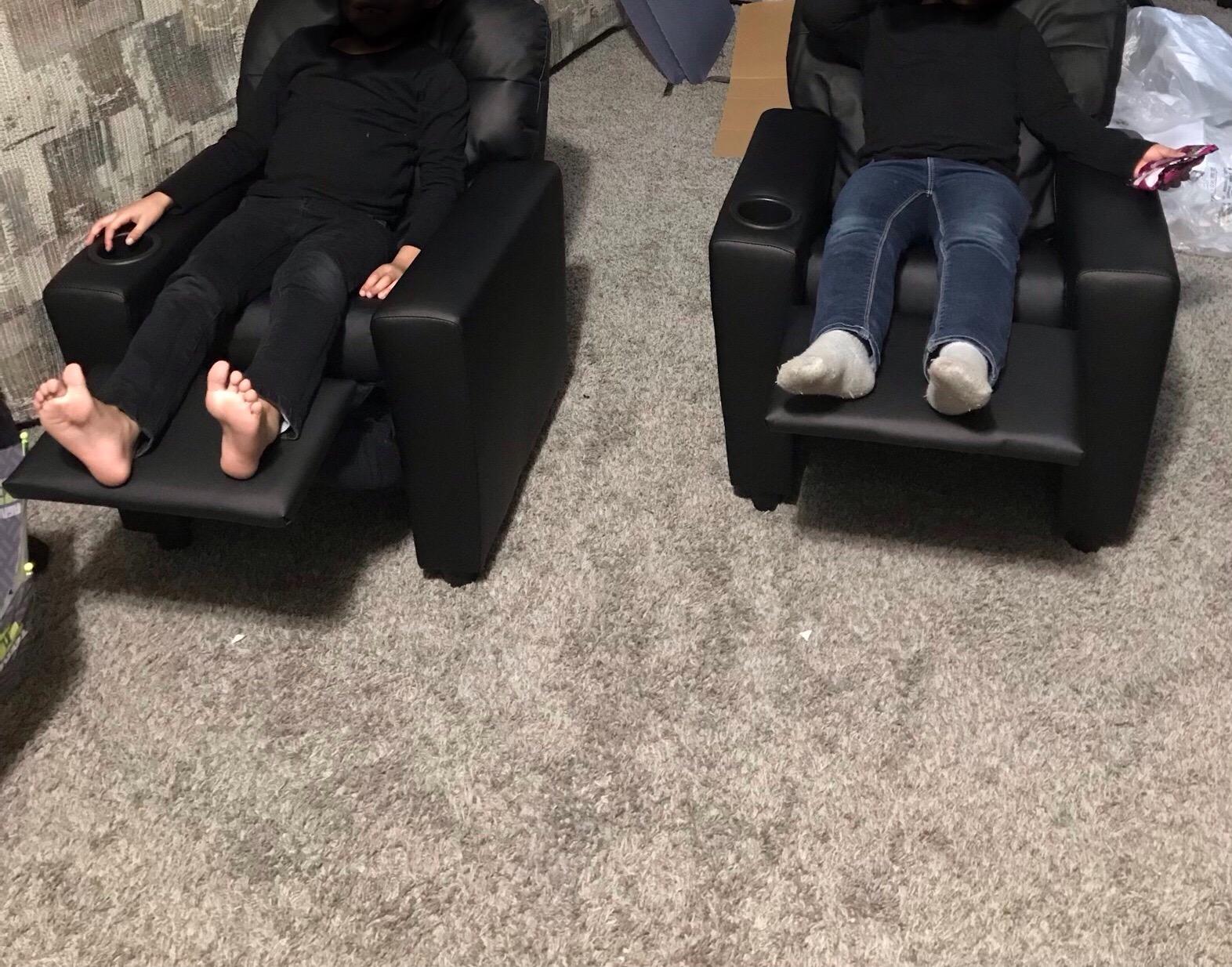 HONEY JOY Kids Recliner, 2-in-1 Toddler Armrest Sofa Couch with Cup Holders, Adjustable Footrest, PU Leather, Child-Size Recliner Chair for Boys Girls Age 3+ (Brown) customer photo 1