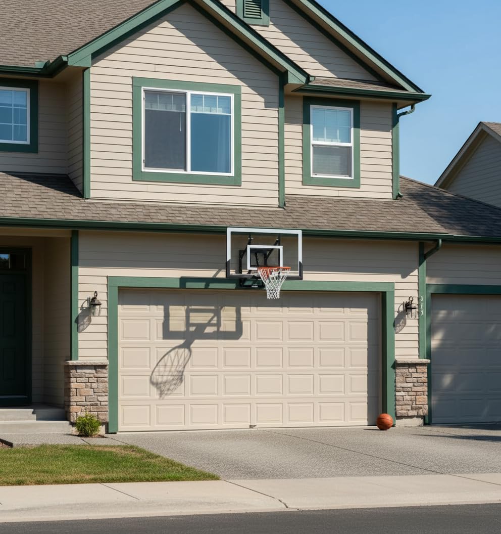 45'' Wall Mounted Basketball Hoop with Shatterproof Backboard, Wall Mount Basketball Goal with Adjustable Height for Garage, Indoor & Outdoor Use customer photo 1
