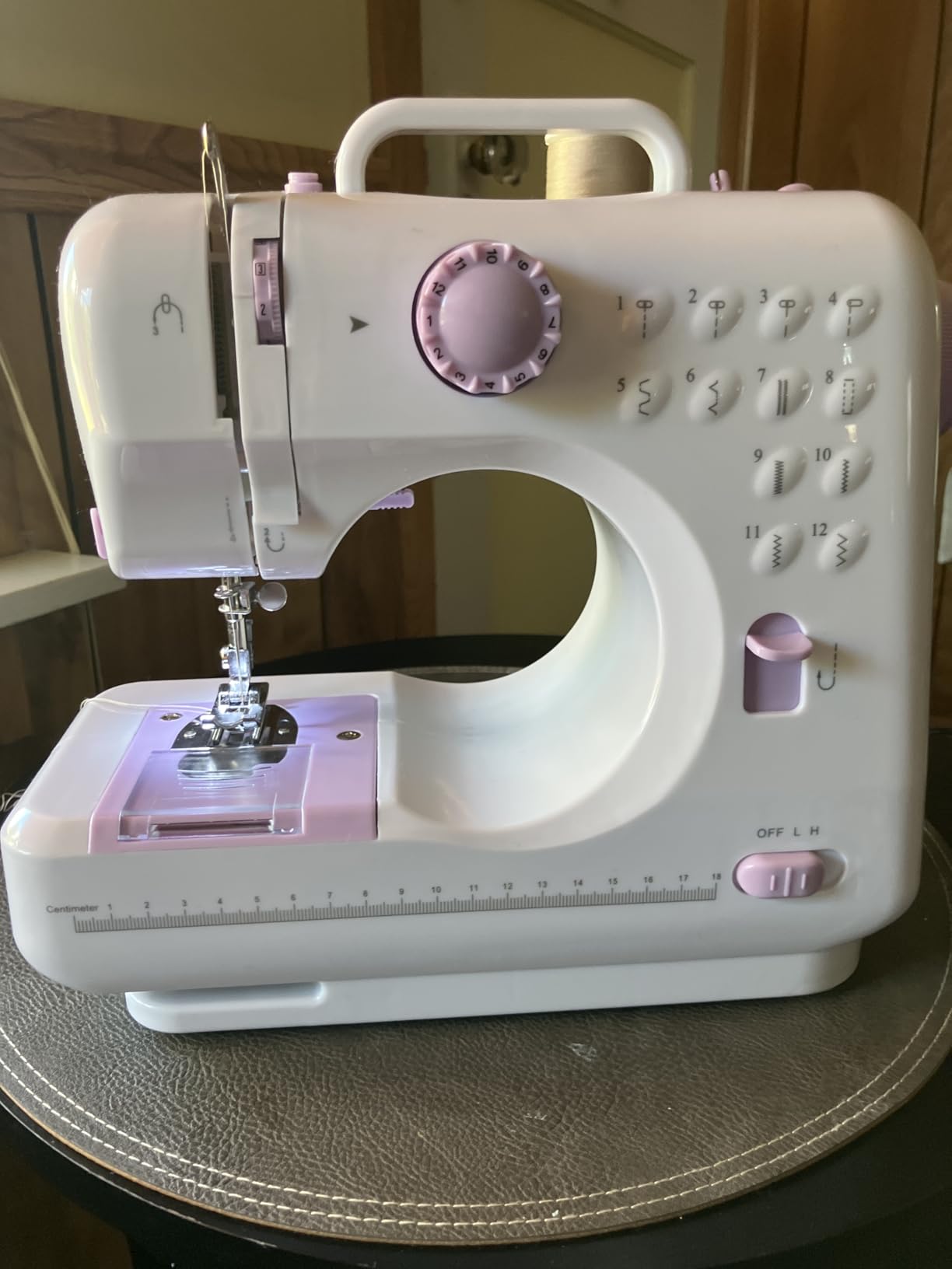 Portable Mini Electric Sewing Machine – 12 Built-in Stitches, 2-Speed Control, Foot Pedal Operation, Built-in Light, Storage Drawer & Complete Sewing Kit – Perfect for Beginners & Home Use (Purple) customer photo 2