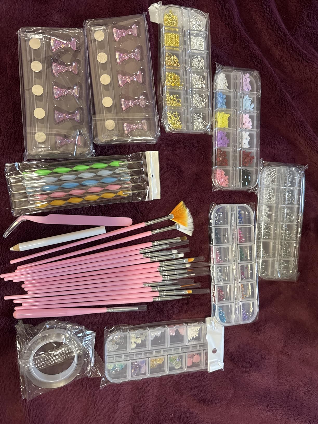 Teenitor Nail Charms and Nail Art Tools Set, Nail Art Kit with 5 Boxes of 3D Nail Charms and Gems Rhinestones, 15 Pcs Nail Art Brushes, 5 Pcs Nail Dotting Tools, 2 Set of Nail Stand customer photo 2