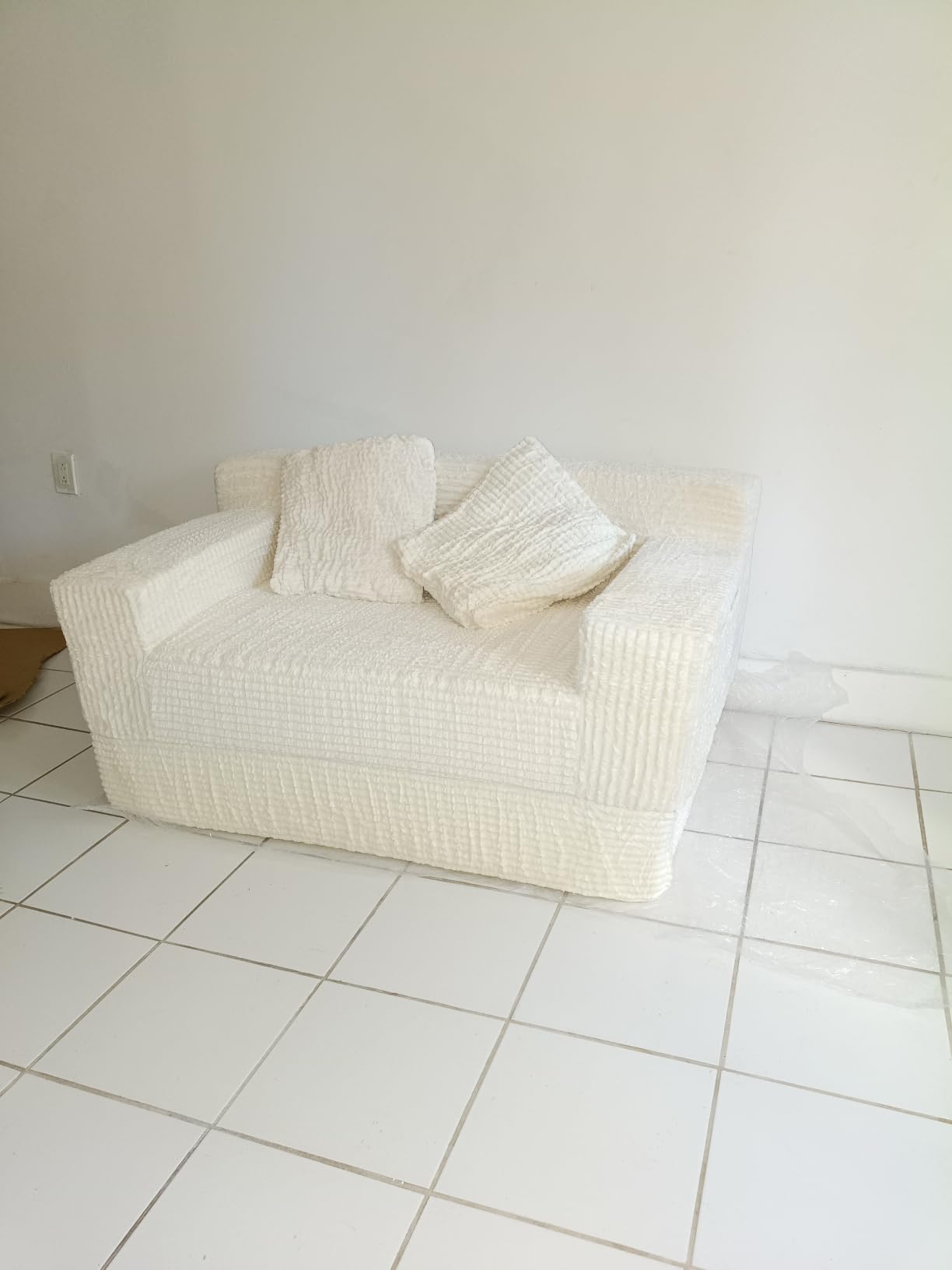 Erament Convertible Sofa Bed, Loveseat Folding Floor Futon Sleeper Sofa Couch Bed- Boneless Foldable Couch, Corduroy Pull Out Sofa Bed with 2 Pillows for Living Room & Bedroom customer photo 2
