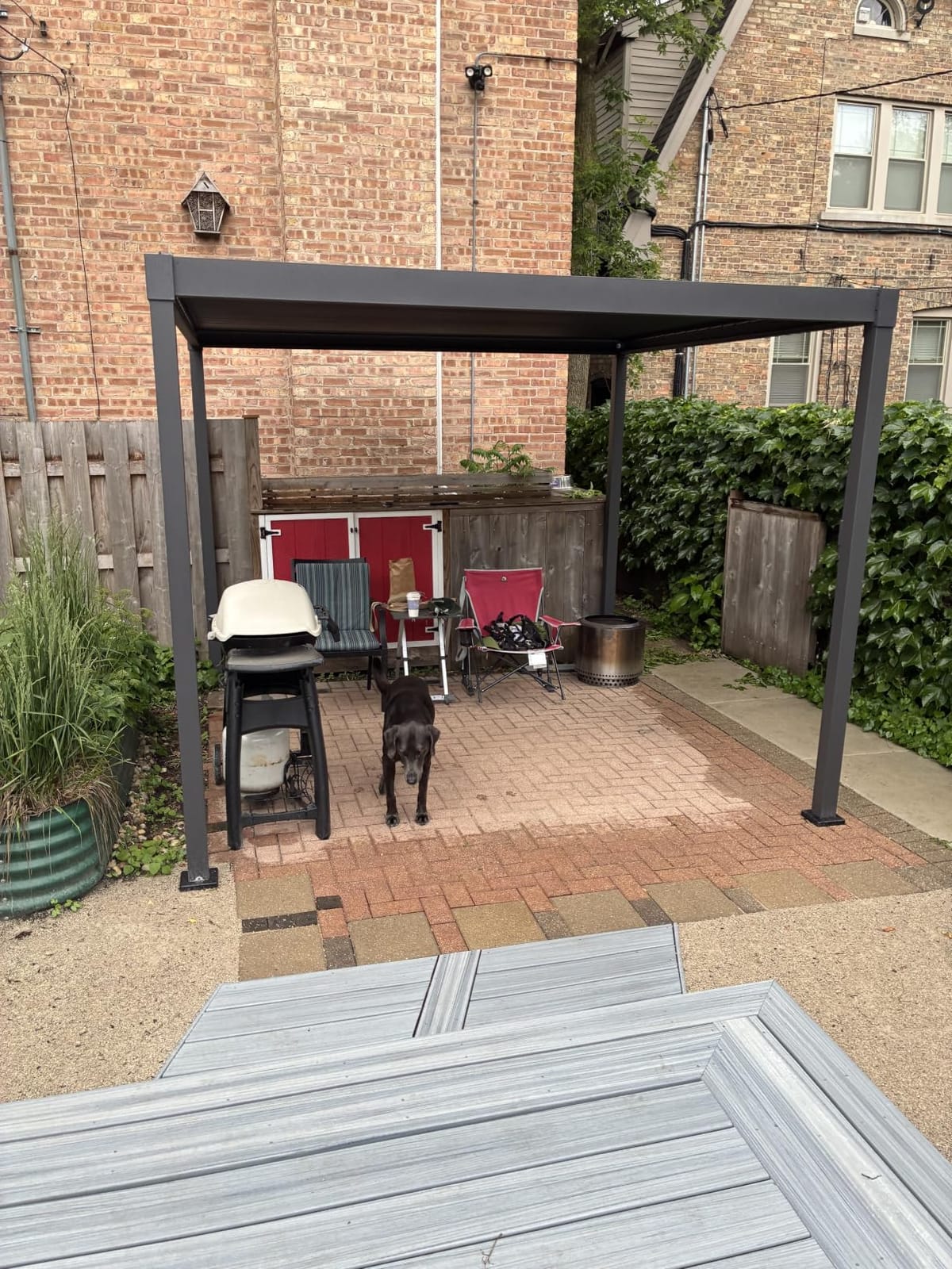 MIRADOR 80S 10'x12' Louvered Pergola with 12FT Shade Screen for Outdoor Deck Lawn Garden Backyard Patio Porch,Charcoal customer photo 2