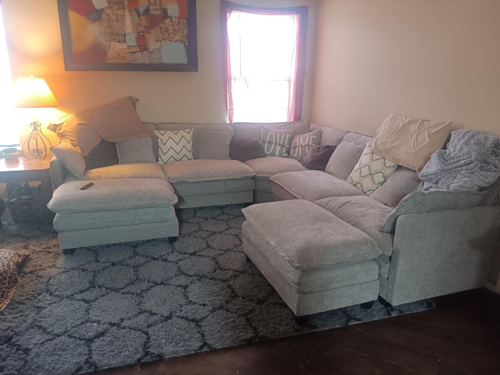 Hanherry Modular Sectional Sofa,Cloud Couch for Living Room,Modern Deep Seat Sofa Chenille Fabric Comfy Couches with Throw Pillows & Movable Ottoman for Apartment customer photo 1