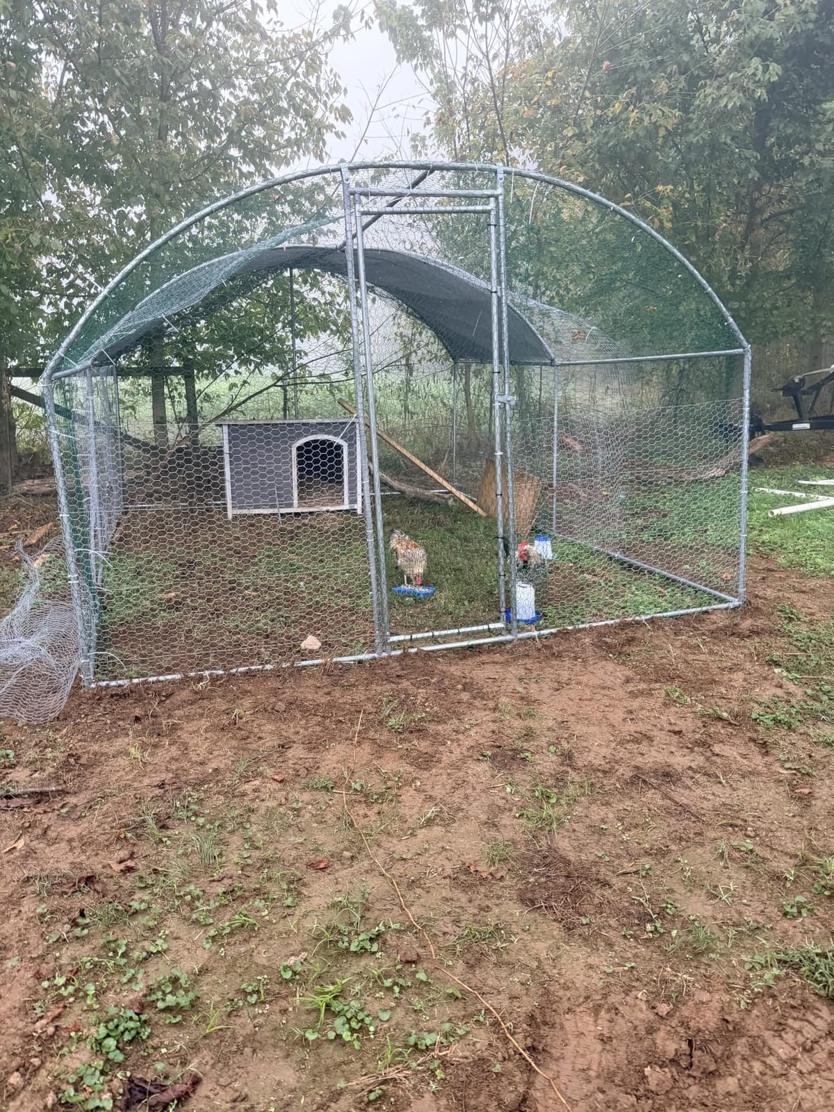 VEVOR Large Metal Chicken Coop,6.6 x 3.3 x 6.6 ft, Walk-in Chicken Run House with Waterproof Cover & Sturdy Frame, Spire Roof Poultry Cage Duck Pen for Rabbit Hen Goose Outdoor Backyard Farm Use customer photo 1