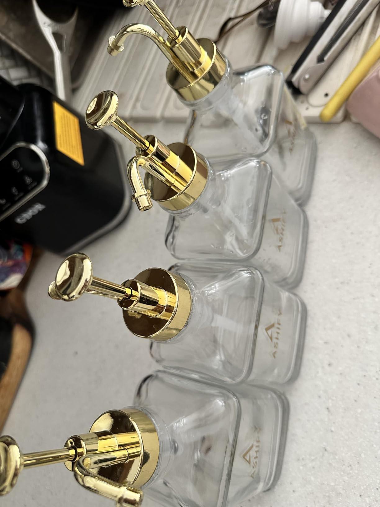 16.9 oz (500ml) Coffee Syrup Dispenser Set - Gold 304 SS Pump - Pack of 4 customer photo 2