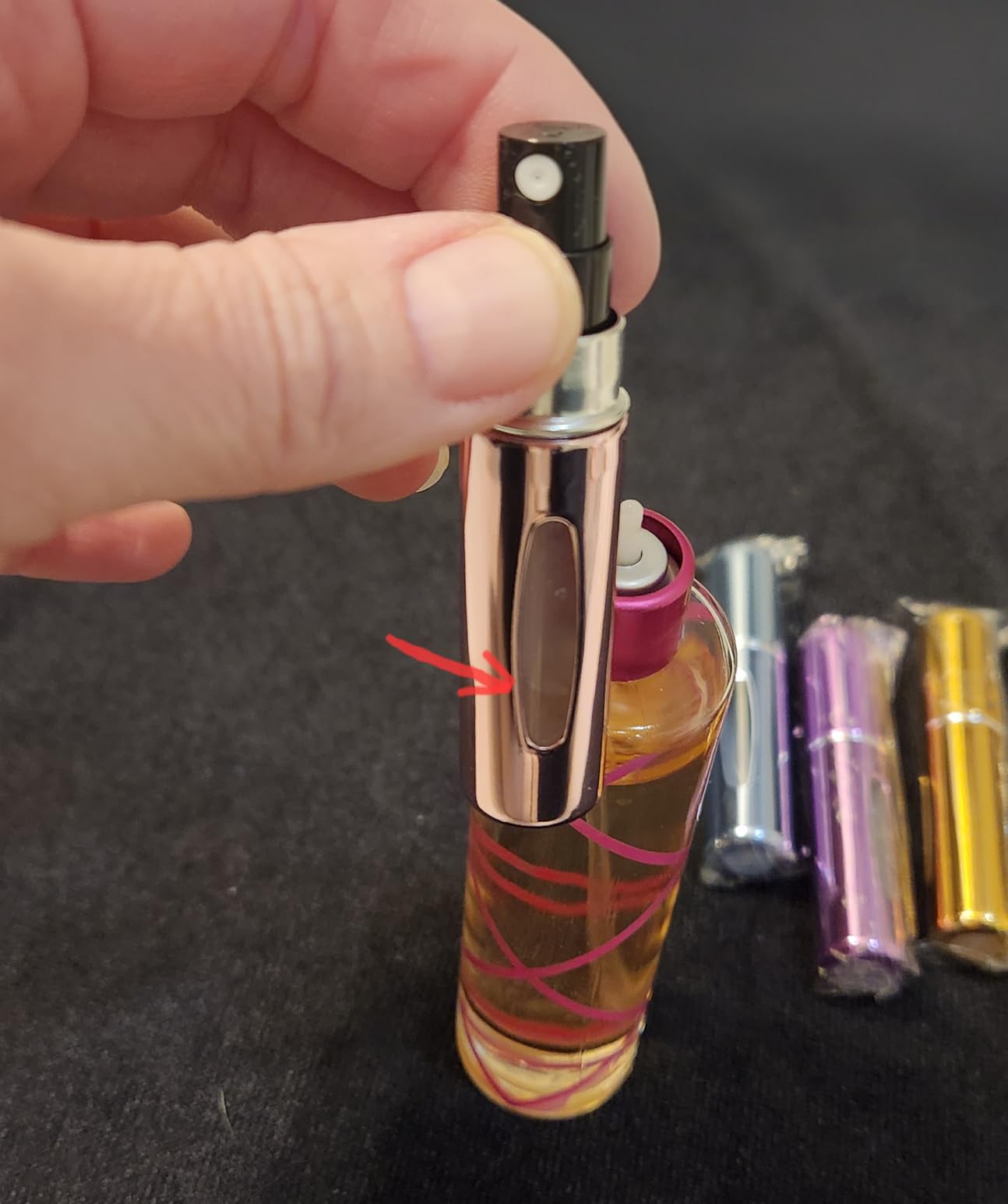 Refillable Perfume Portable Atomizer Bottle Refillable Perfume Spray, Travel Perfume (5ml, 4 Pack) (Green,Pink,Gold,Royal Blue) customer photo 1