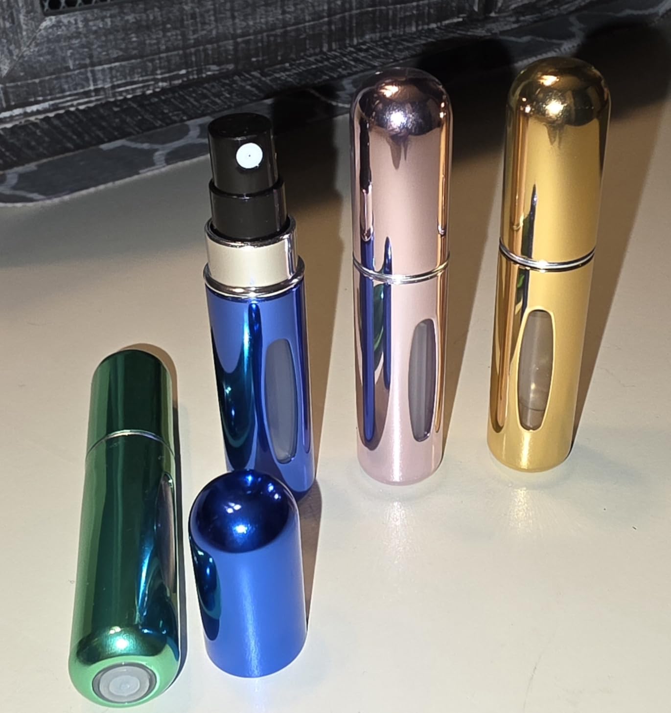 Refillable Perfume Portable Atomizer Bottle Refillable Perfume Spray, Travel Perfume (5ml, 4 Pack) (Green,Pink,Gold,Royal Blue) customer photo 2