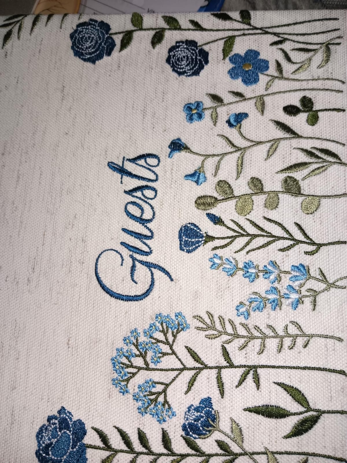 Linen Floral Embroidered Photo Wedding Guest Book - Dusty Blue Guestbook | 160 Thick Decorative Pages for Photos & Notes as Keepsake for Weddings, Bridal, Baby Showers, Parties, & Receptions customer photo 2