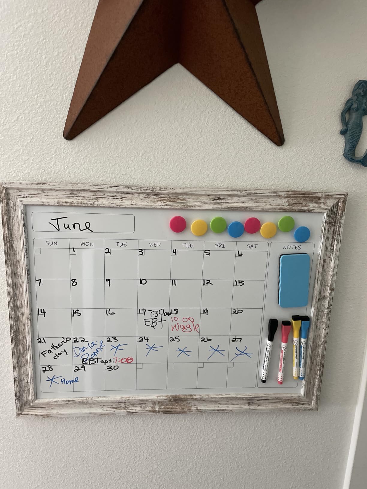 Monthly Calendar Whiteboard for Wall, 24