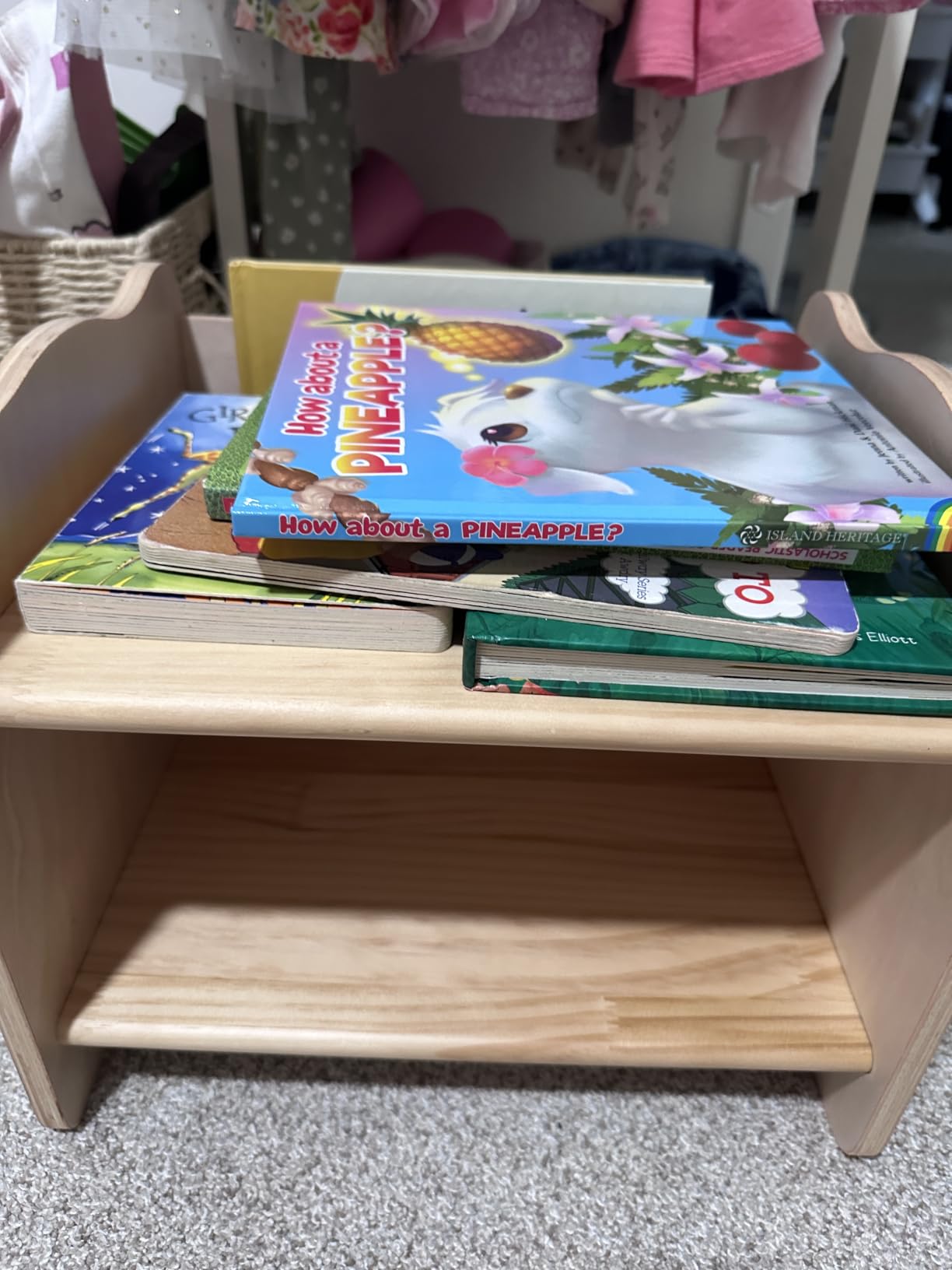 Ocodile Kids Nightstand for Floor Beds, Solid Wood Small Bedside Table with Book Pocket, Low Tiny Nightstand for Nursery, Toddler & Kids Room, Montessori Style Side Table - Varnished customer photo 2