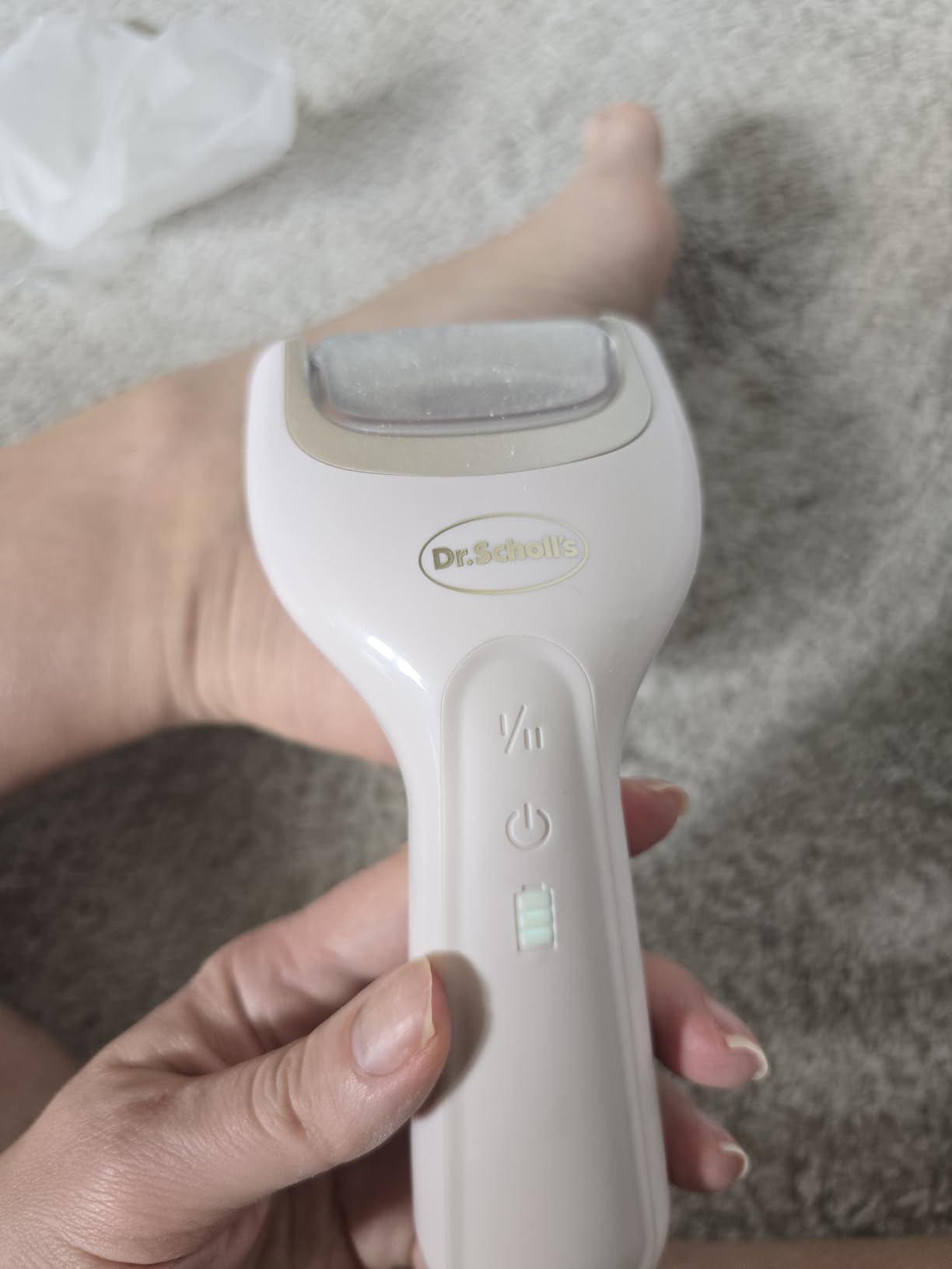 Dr. Scholl's Pedi Perfect Electric Foot Callus Remover, Rechargeable | Smooth feet, foot file callus remover, waterproof, 90-minute run time, dust catcher, x2 roller heads, pedicure tools customer photo 1