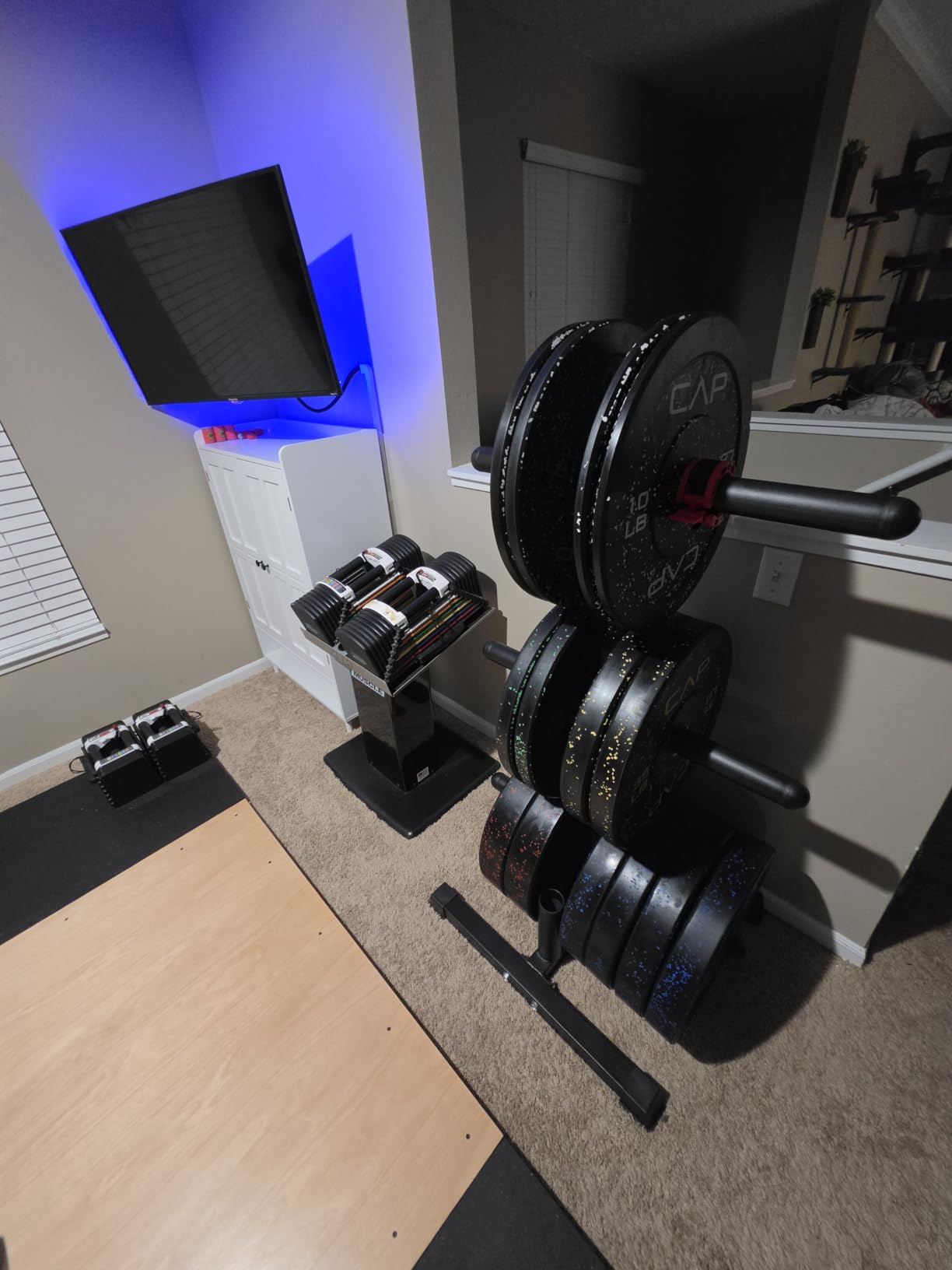 CAP Barbell 370 lb Economy - Speckled Olympic Weight Set with 7ft Chrome Barbell & Black Bumper Plates with Color Logo customer photo 1