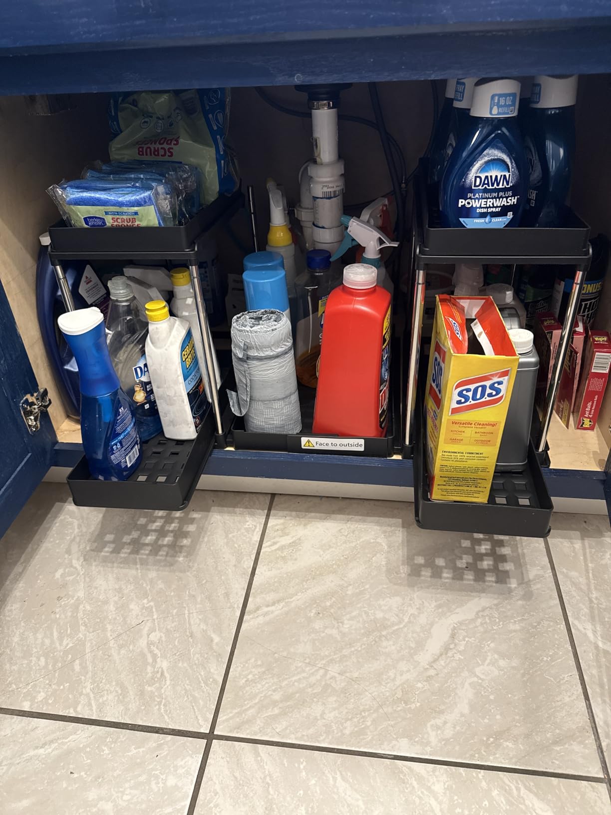 NIUXX Expandable Under Sink Organizer: 2 Tier Height Adjustable | Under Cabinet Organizer - Double Pull Out Shelf Under Sink Storage for Kitchen - Bathroom and Laundry Room - Space Saving customer photo 2