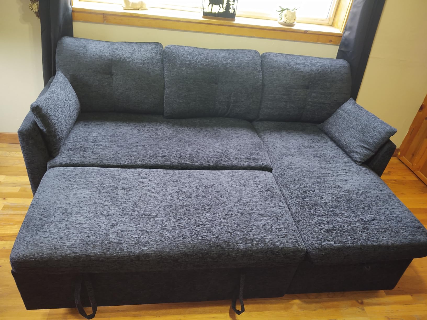 Huatean Home Oversized Sleeper Sofa Couch, Sectional Sofa Bed, Dark Grey customer photo 2