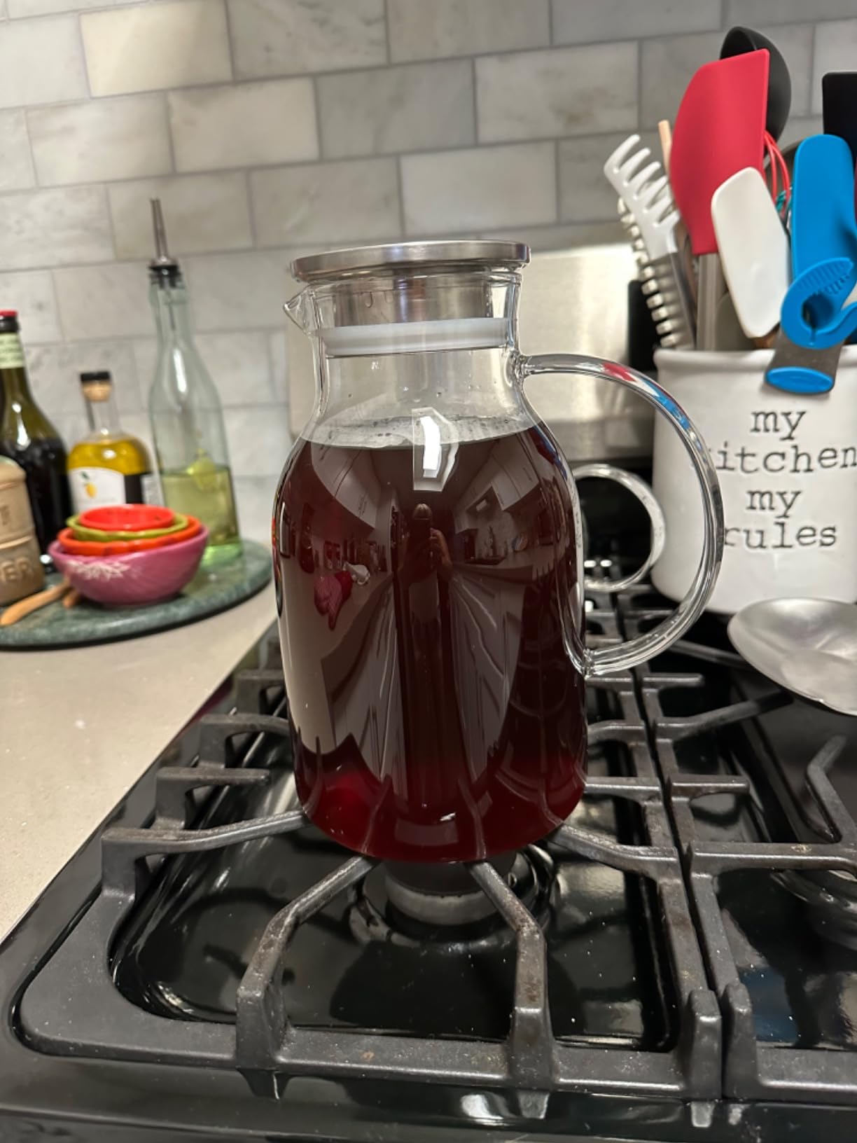 1 Gallon Glass Pitcher Thickened Square Striped Borosilicate Glass | Water Carafe with Lid and Spout for Hot & Cold Drinks, Fridge Storage, Iced Tea, Coffee and Juice customer photo 1