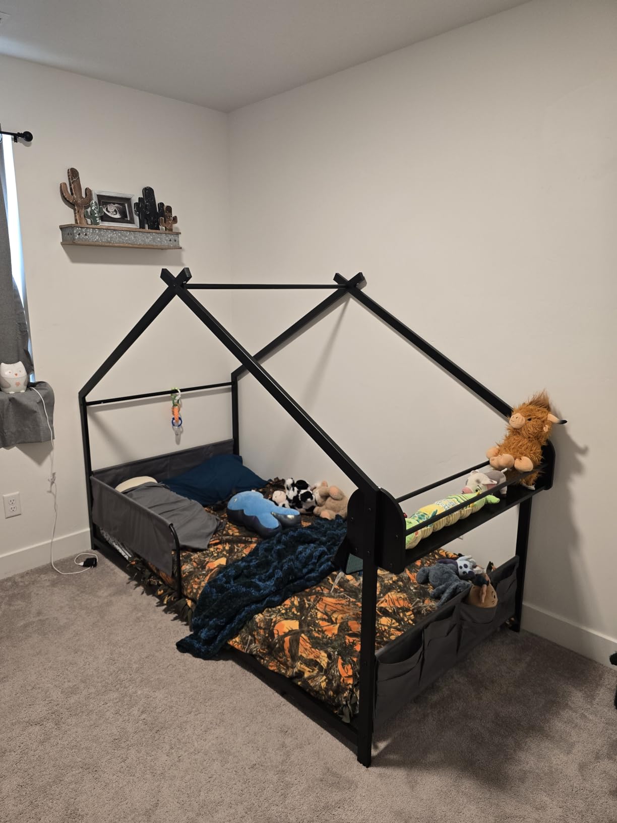 Timy House Shape Twin Size Montessori House Bed with 2 Tier Wood Bookshelf customer photo 1
