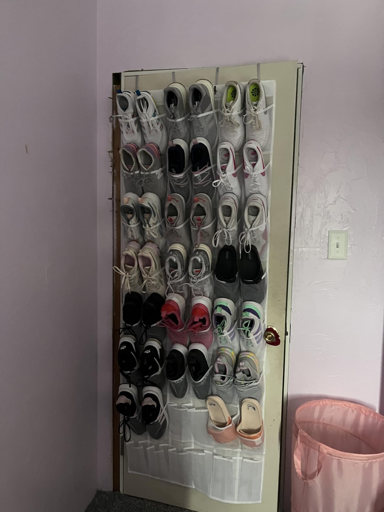 48 Pockets Over the Door Shoe Organizer, Large Mesh Hanging Shoe Rack, 6-Column Heavy Duty Shoe Storage customer photo 1
