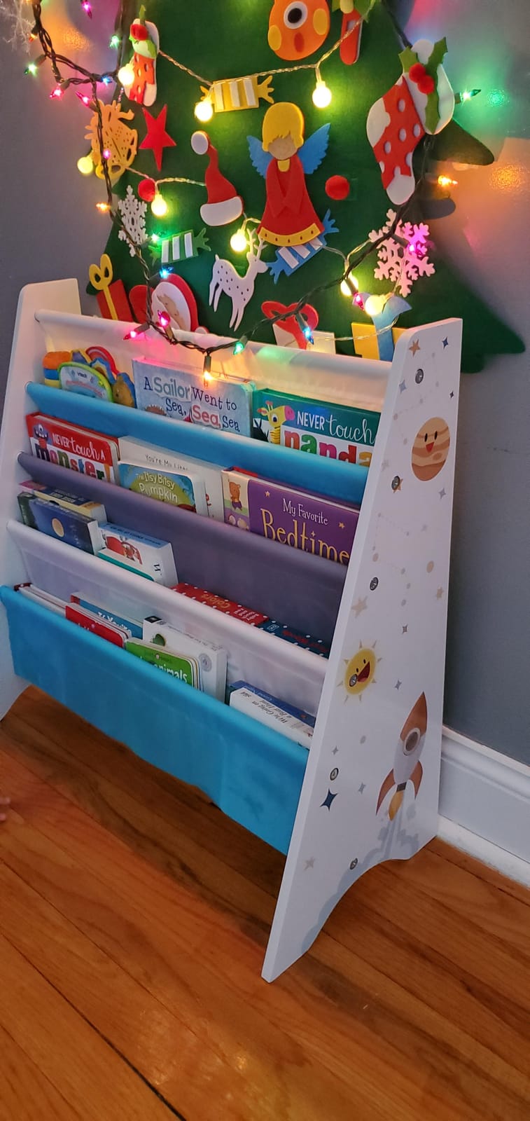 SONGMICS Kids Bookshelf, 4-Tier Toddler Bookcase, 24.6 x 9.8 x 23.6 Inch customer photo 2
