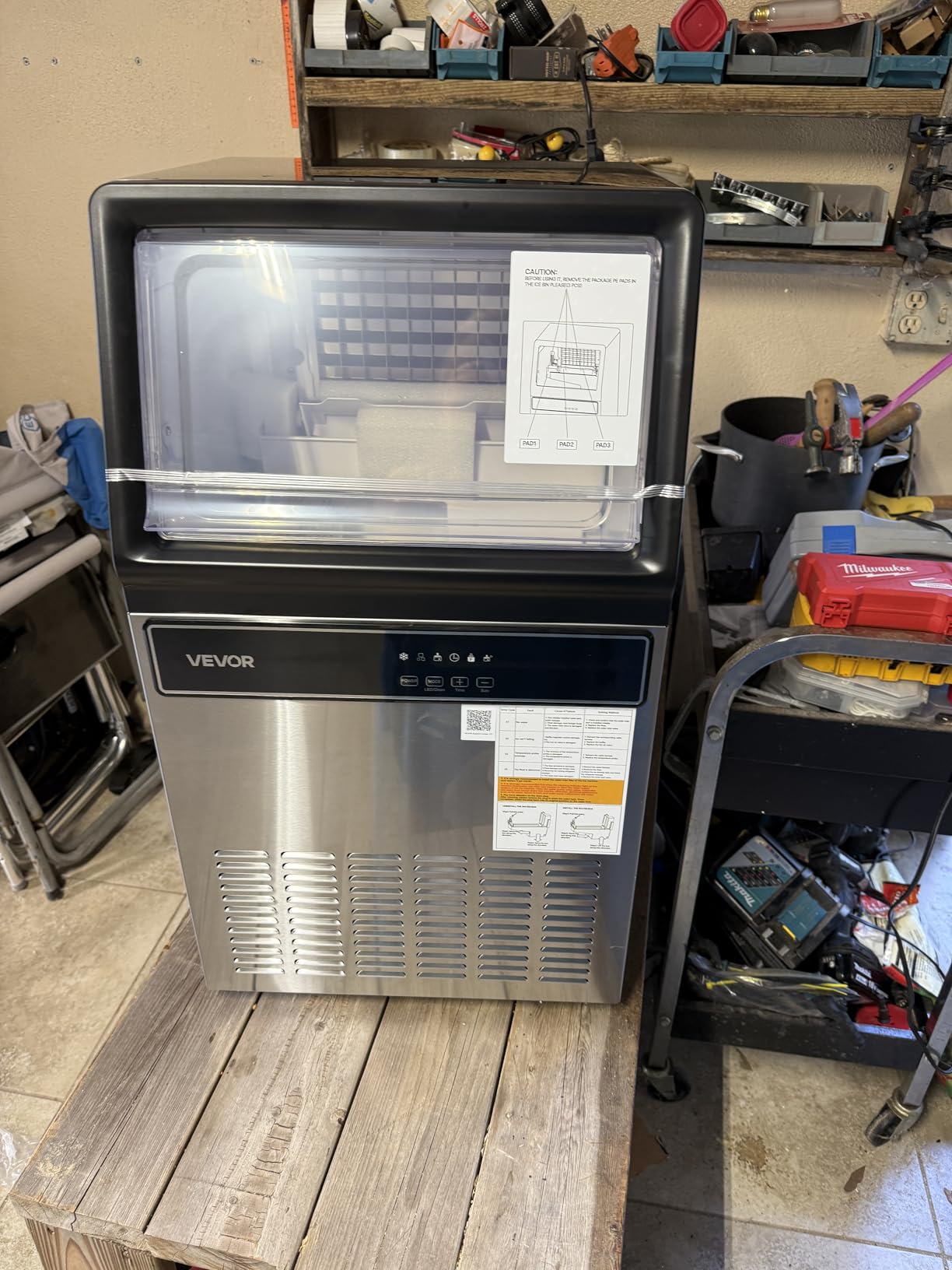 VEVOR Commercial Ice Maker Machine, 120 lbs/24H Ice Production, 19-33 lbs Storage Bin, 45 Cubes per Cycle, Stainless Steel Under Counter & Freestanding Ice Maker with LED Display, Self-Cleaning customer photo 2