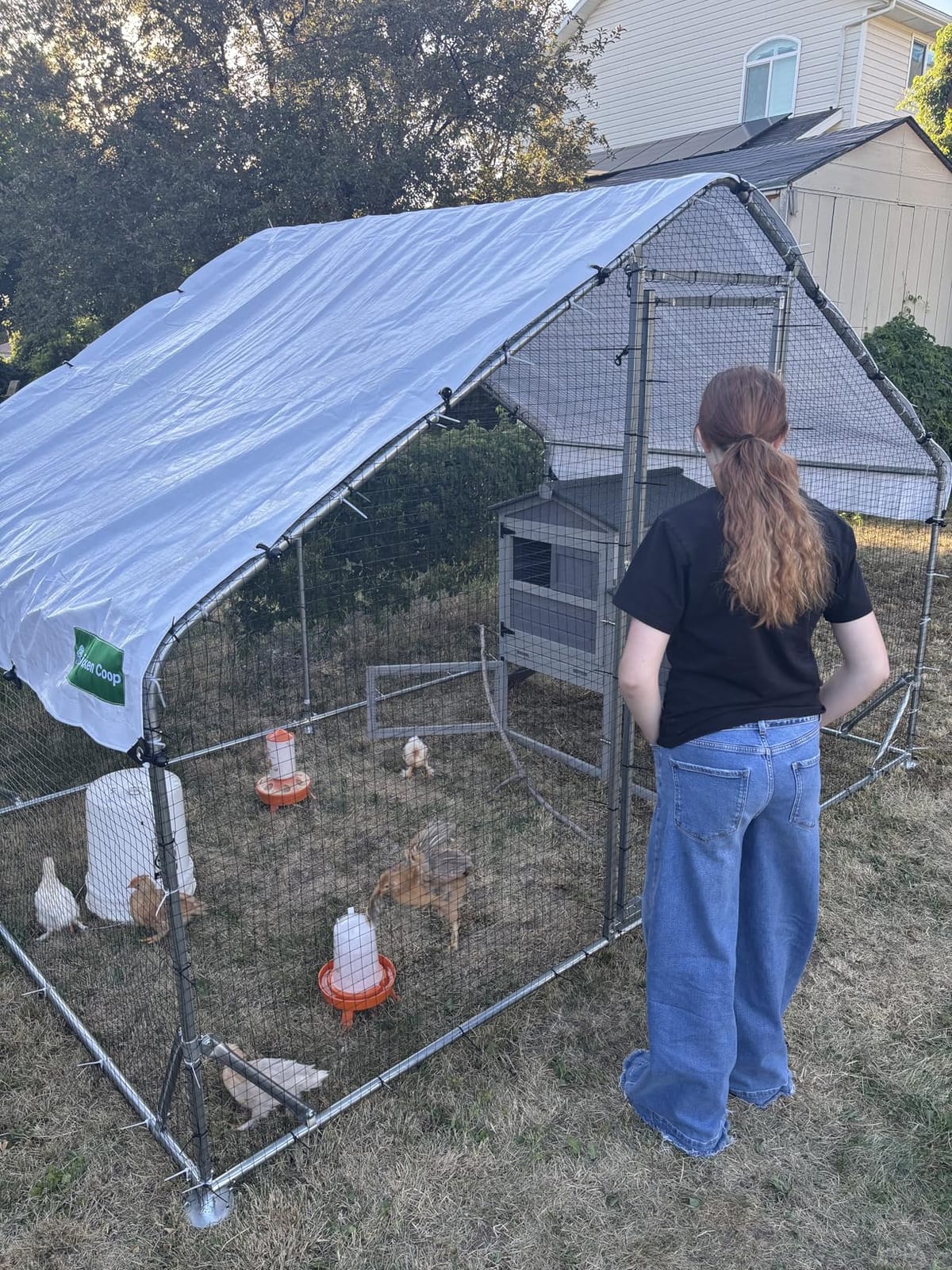 Metal Chicken Coop with Hardware Cloth, Walk-in Poultry Cage for Hen Duck customer photo 2