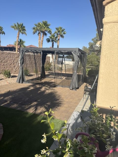 12' x 16' Pergola with Curtain & Adjustable Roof & Aluminum Frame for Patio customer photo 2