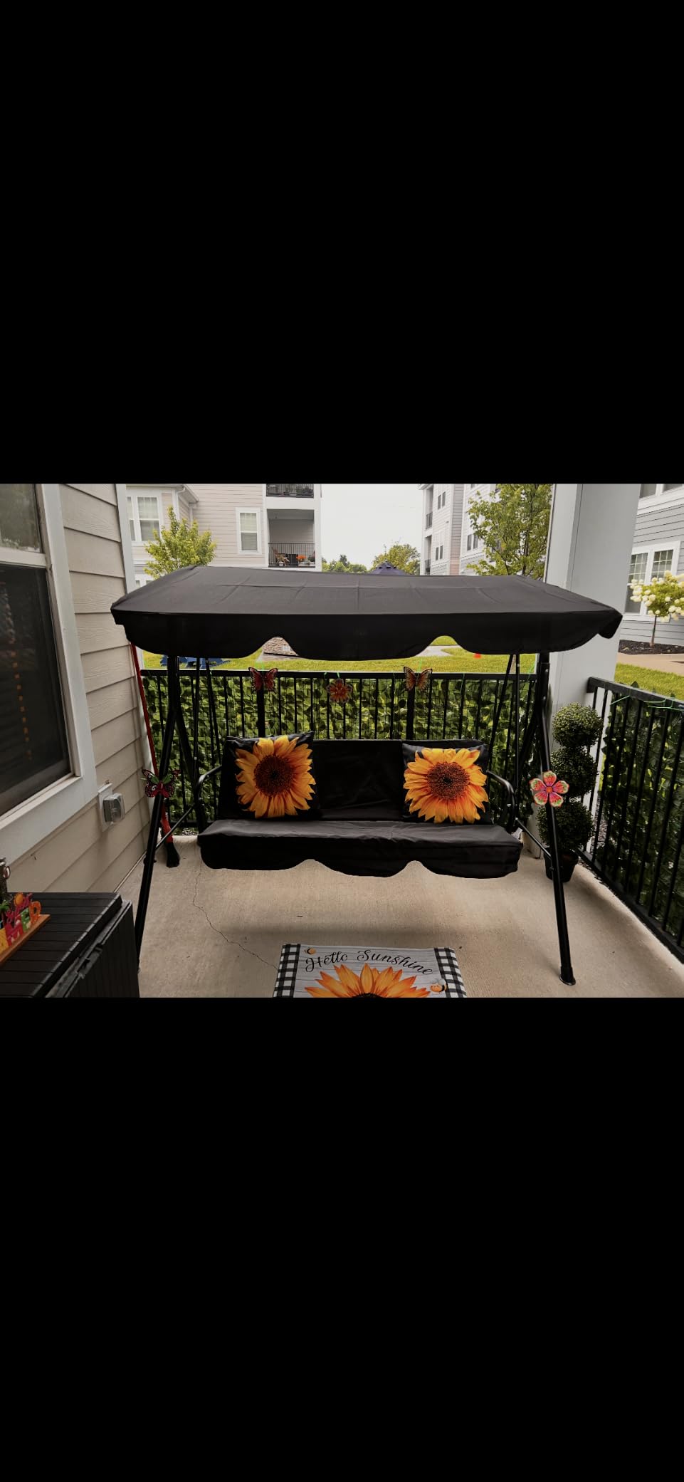 Murago 3-Seat Patio Swing Chair, Outdoor Porch Swing with Adjustable Canopy customer photo 1