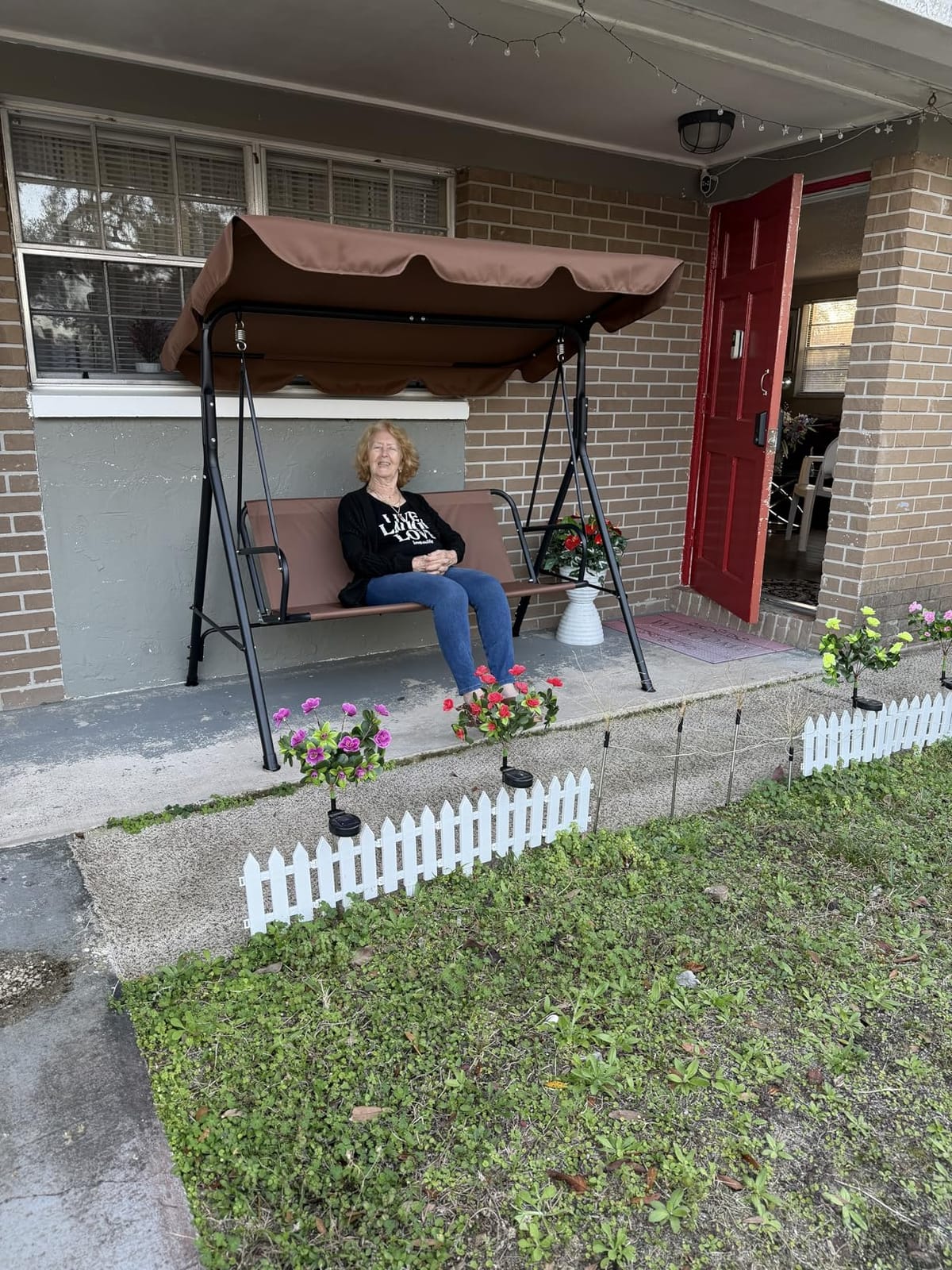 Murago 3-Seat Patio Swing Chair, Outdoor Porch Swing with Adjustable Canopy customer photo 2