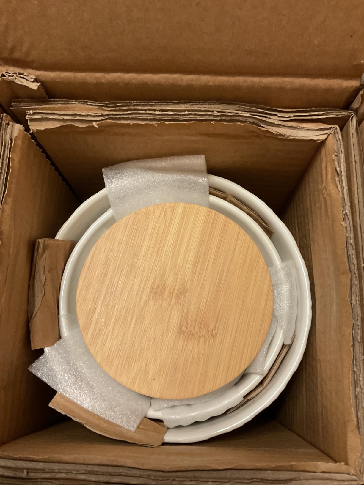 Kook Ceramic Storage Containers, Embossed, Bamboo Lids, Set of 3, Ivory | Narbonne Collection, Airtight Silicone Seal, Pantry & Bathroom Organization, For Coffee Tea Sugar Flour, 40/65/100 oz customer photo 1