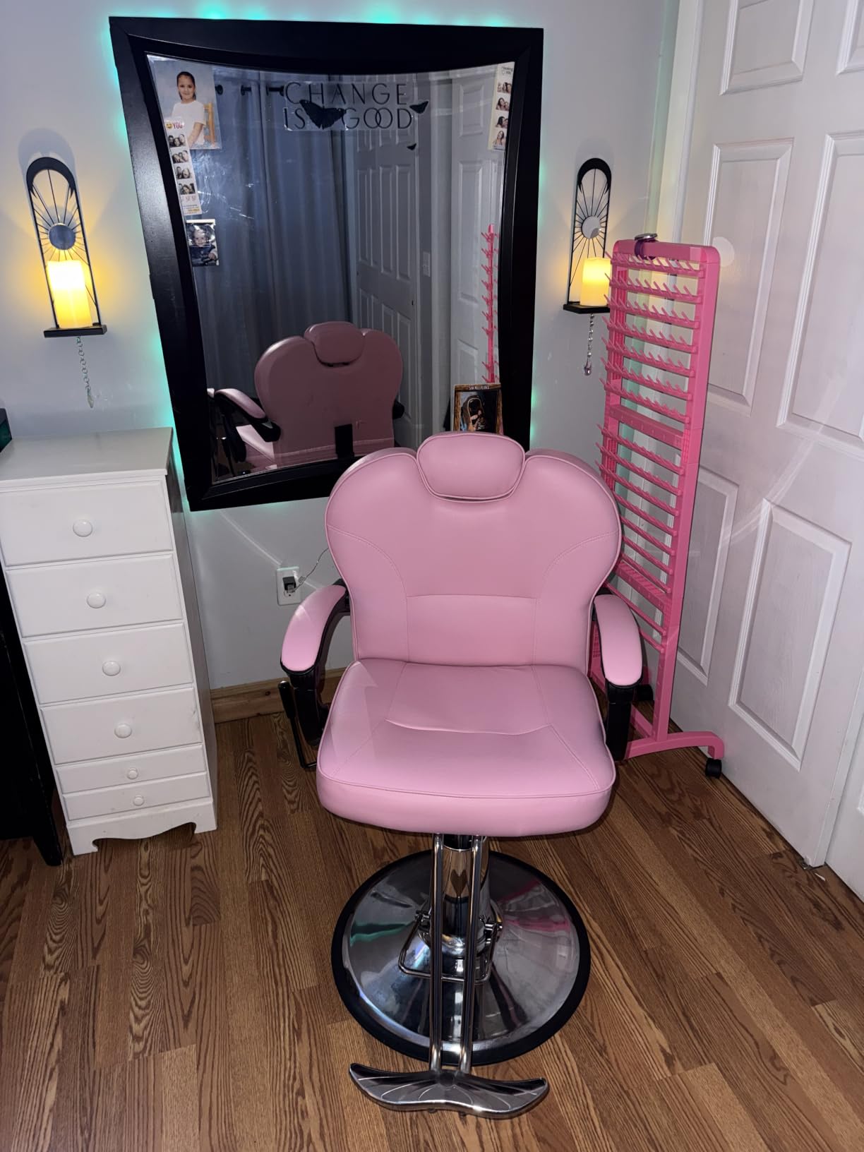 Barber Chair with Heavy Duty Hydraulic Pump, Salon Chair for Hair Stylist, 360° Swivel 90°-140° Backrest Reclining Chairs, Portable Height Adjustable Hair Chair for Barbershop (Black-Plain) customer photo 2