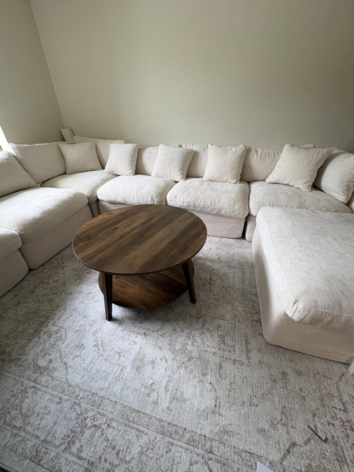 VASAGLE Round Coffee Table, Living Room Table with Tambour Design customer photo 2