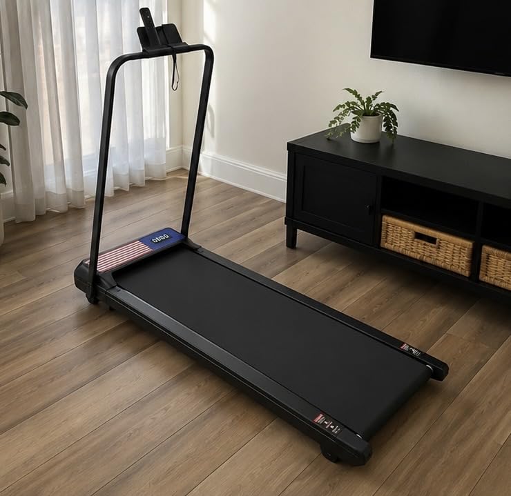 Walking Treadmill Pad with 8% Incline & Handle Bar | 4-in-1 Compact Under Desk Walking Treadmill Pad with 265 lbs, App& Remote Control,Quiet Space Saving Design for Home Office customer photo 2