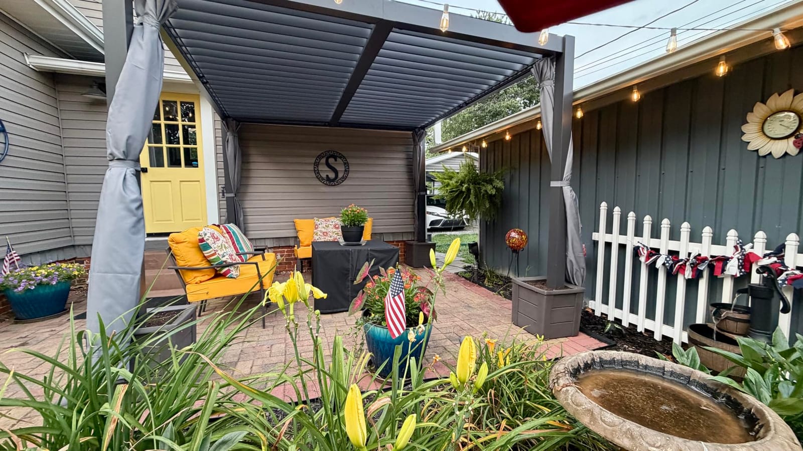 Aoxun Louvered Pergola 12x16 All-Aluminum, Waterproof Curtains and Netting customer photo 2