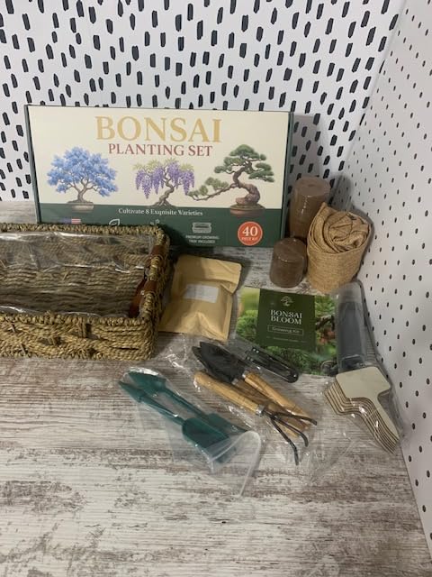 8 Pack Bonsai Tree Kit with Complete Tools, 8X Unique Seeds Bonzai Tree Live Kits, Complete Indoor Bonsai Starter Kit with Woven Basket, Perfect Garden Gift for Mom, Men, Women, Plant Lover customer photo 1