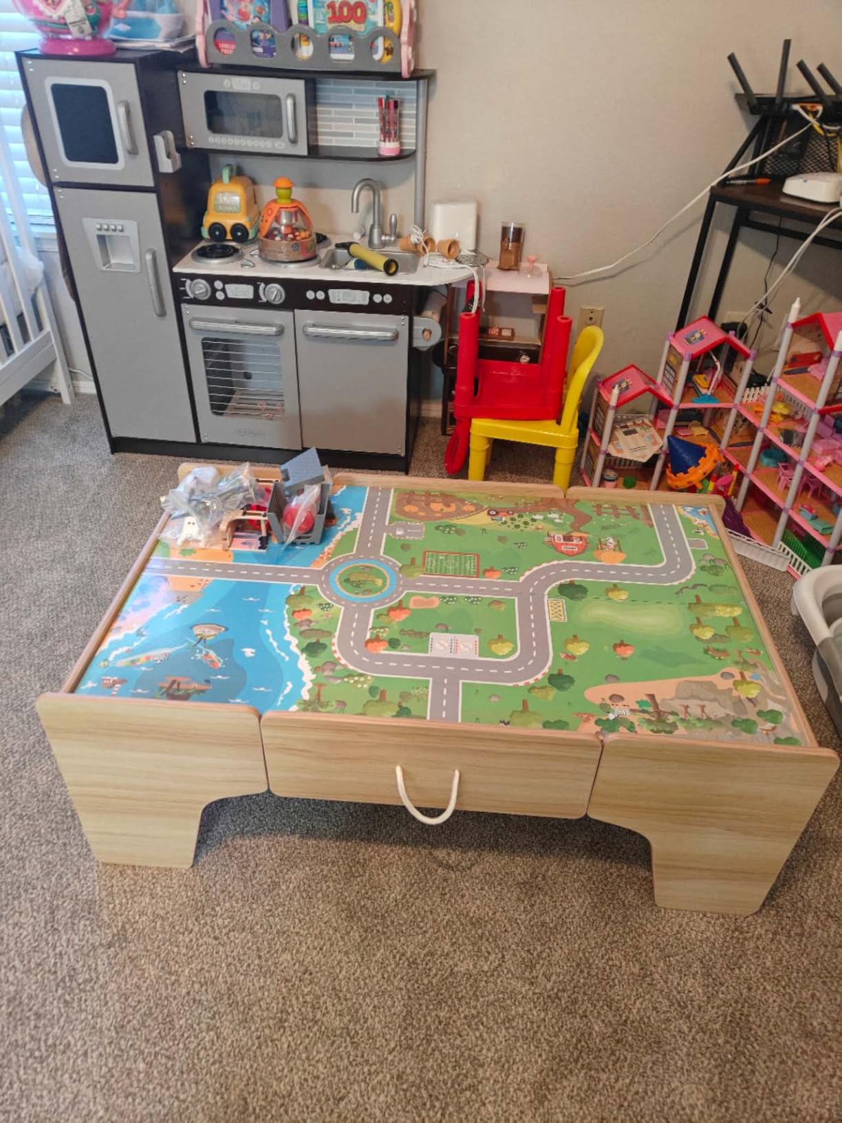 Costzon 110-Piece Wooden Train Table with Drawer for 3+ Years Old Toddlers customer photo 1