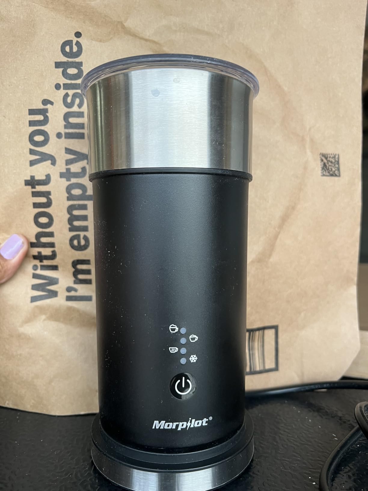 Large Electric Milk Frother and Steamer, 16.9oz/500ml Milk Steamer and Frother for Latte or Hot Chocolate, Dishwasher Safe, BPA Free, 6 Functions, (Black-Glass) customer photo 2
