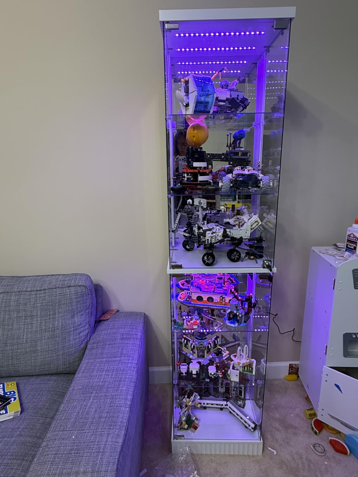 Lvifur 6-Tier Tall Glass Display Cabinet with RGB Lights for Collectibles | 71