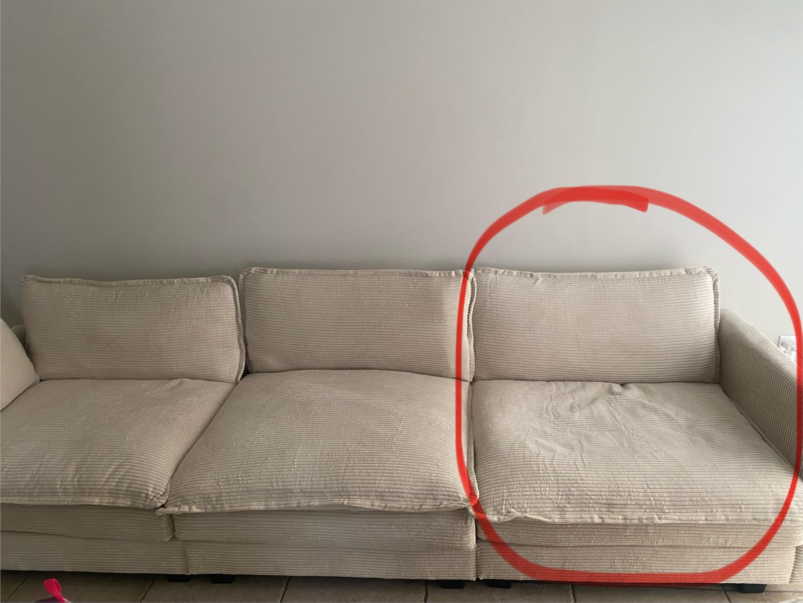 ROWHY 104'' Modular Sectional Cloud Couch with Movable Ottoman, 4 Seat Modern Corduroy Sofa, Deep Seat L Shaped Couch for Living Room Bedroom Apartment, Beige customer photo 1