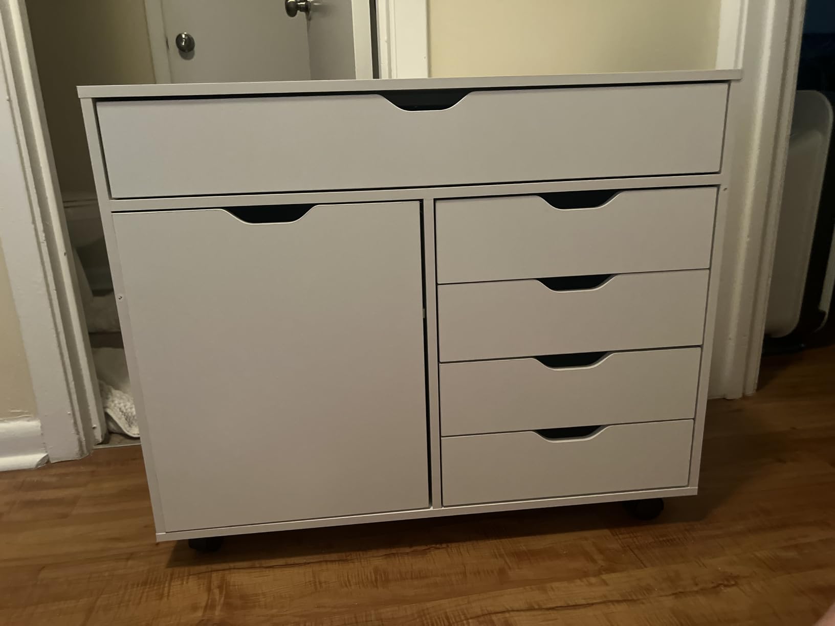 DEVAISE 5-Drawer Wood Office Cabinet, Craft Storage Cabinet, White customer photo 1