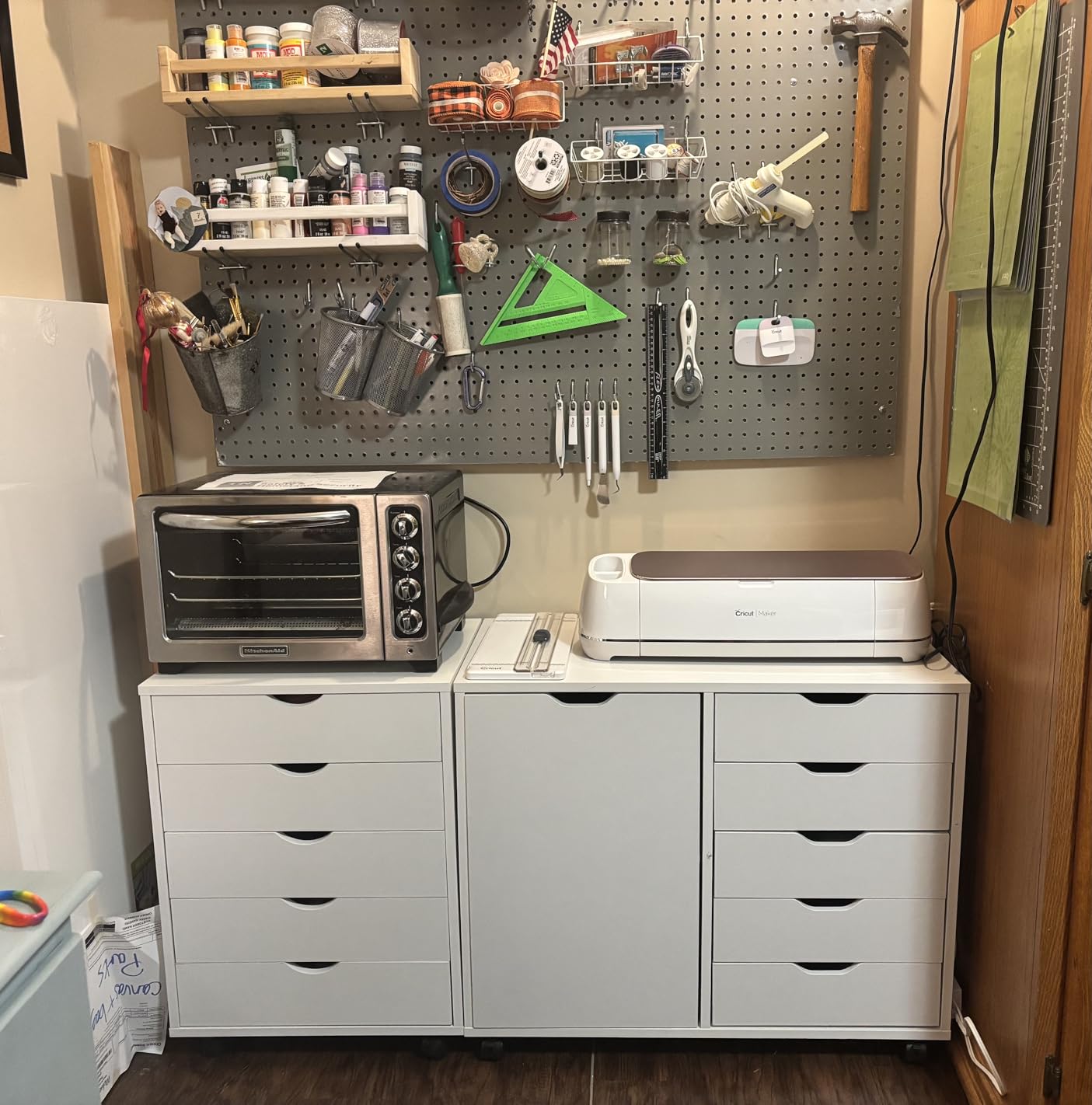 DEVAISE 5-Drawer Wood Office Cabinet, Craft Storage Cabinet, White customer photo 2