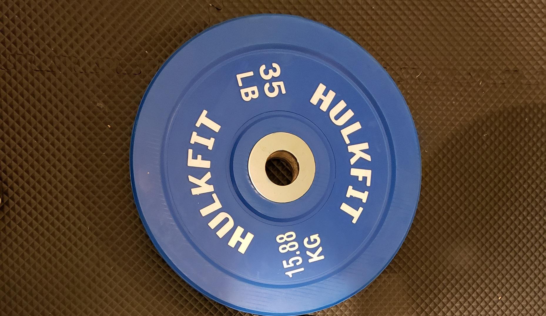 HULKFIT 2-Inch Olympic Rubber Weight Plates Sets, Bumper Plates Set with 7ft Bar, 100-390LB Set, Colored customer photo 2