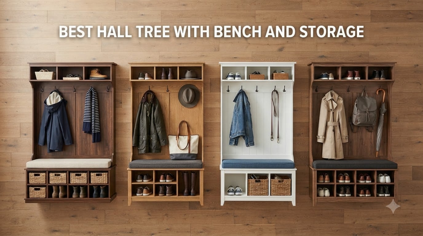 best hall tree with bench and storage