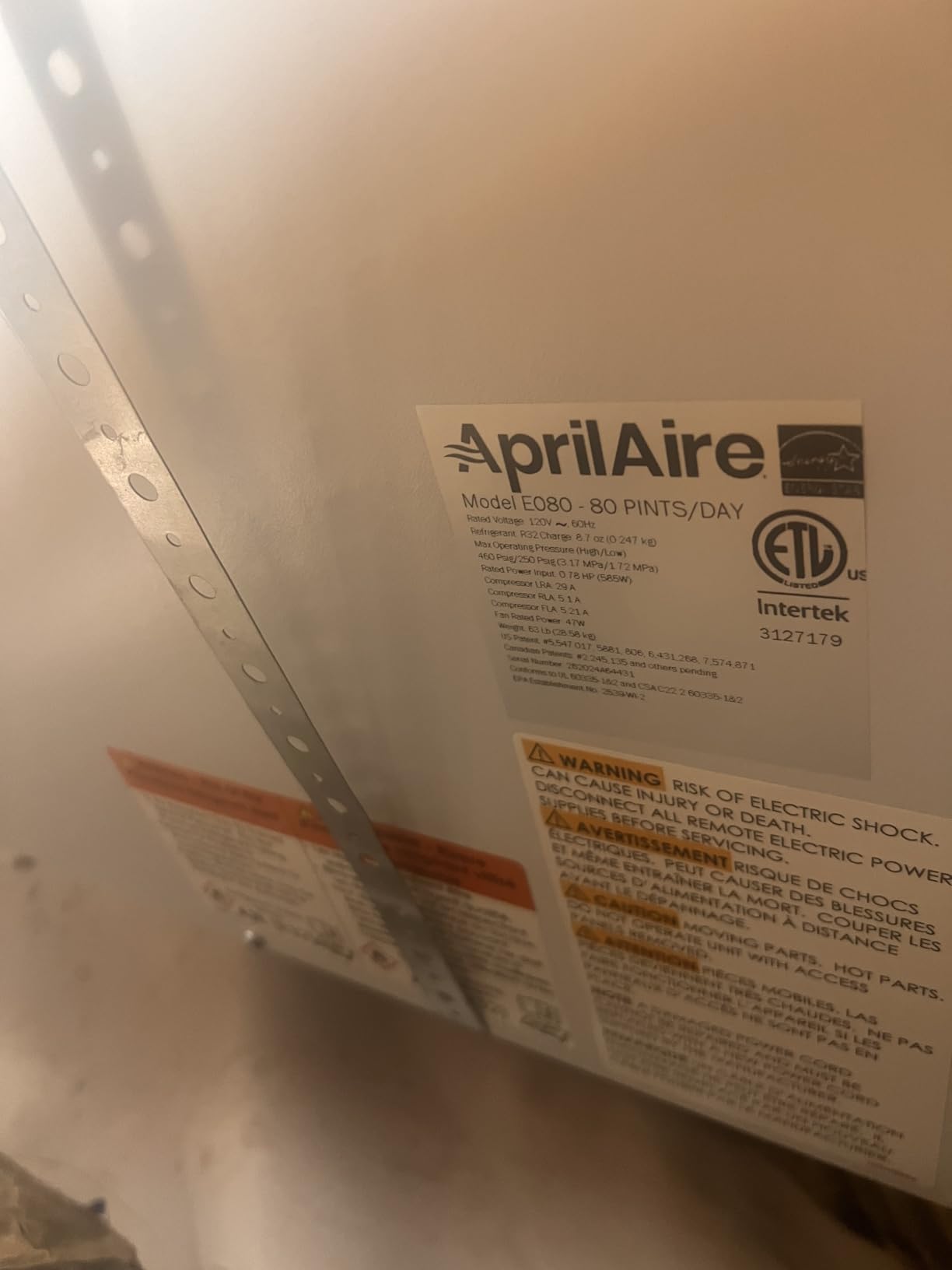 AprilAire E080 Pro 80-Pint Whole-House Dehumidifier, Energy Star Certified, Commercial-Grade for Basement, Crawlspace or Whole House up to 4,400 sq. ft. customer photo 2