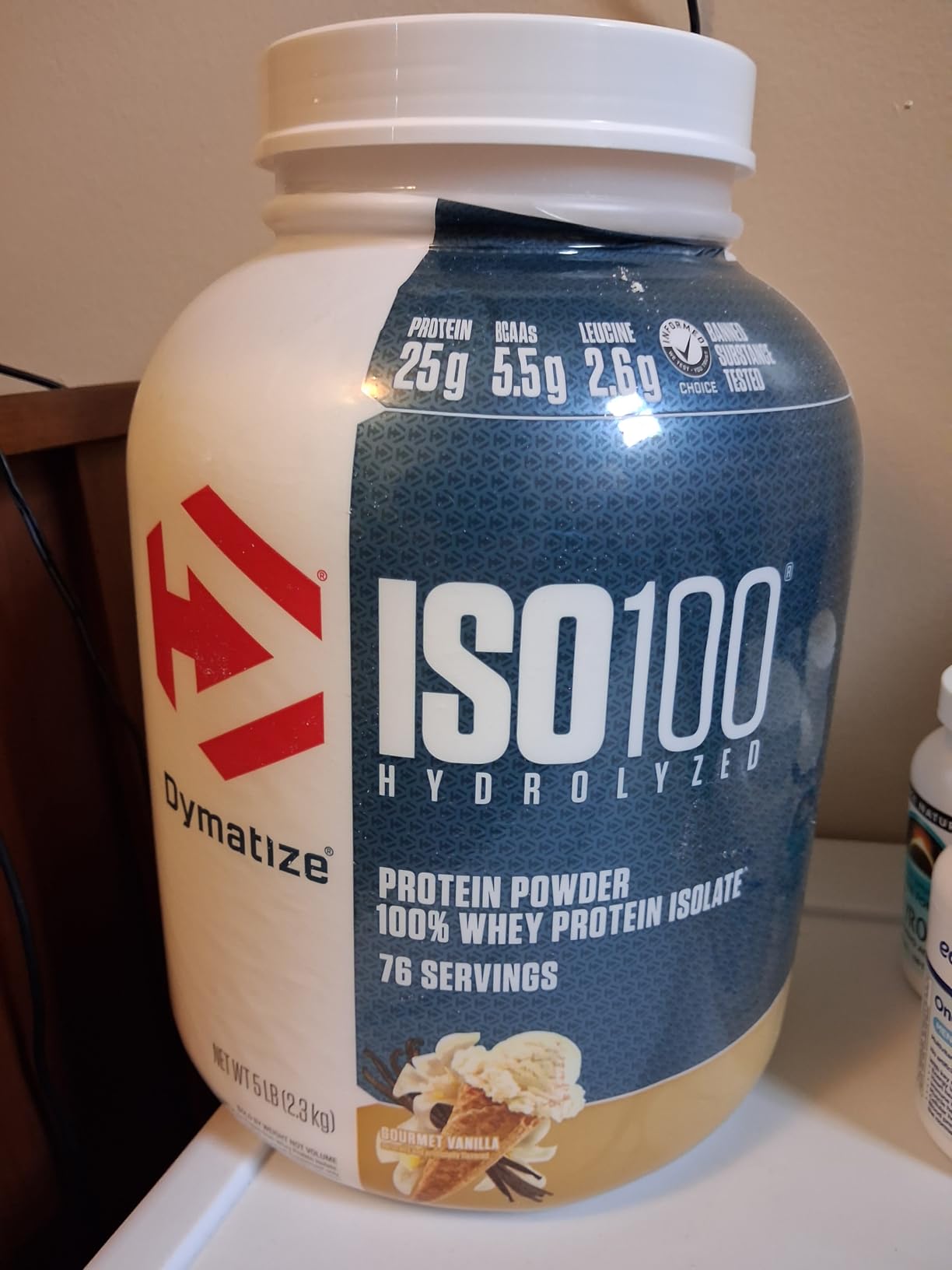 Dymatize ISO100 Protein Powder, 100% Whey Isolate, Gourmet Vanilla customer photo 1
